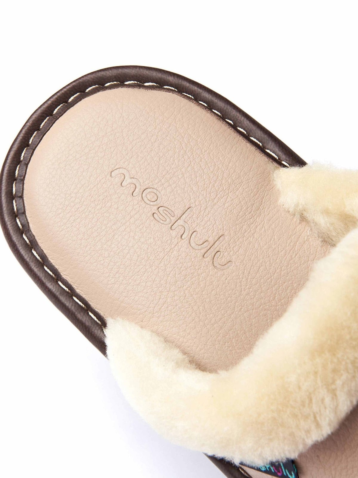 Grey classic leather mule slippers - ADELE 2 PEBBLE GREY