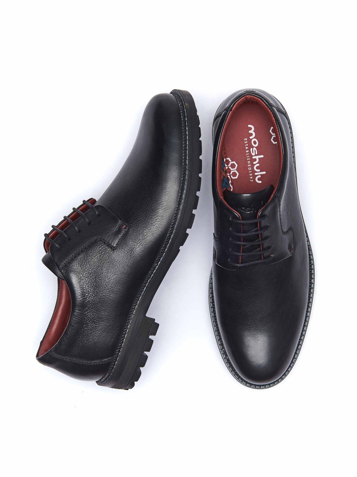 Black men's leather derby shoes - CASELLA BLACK