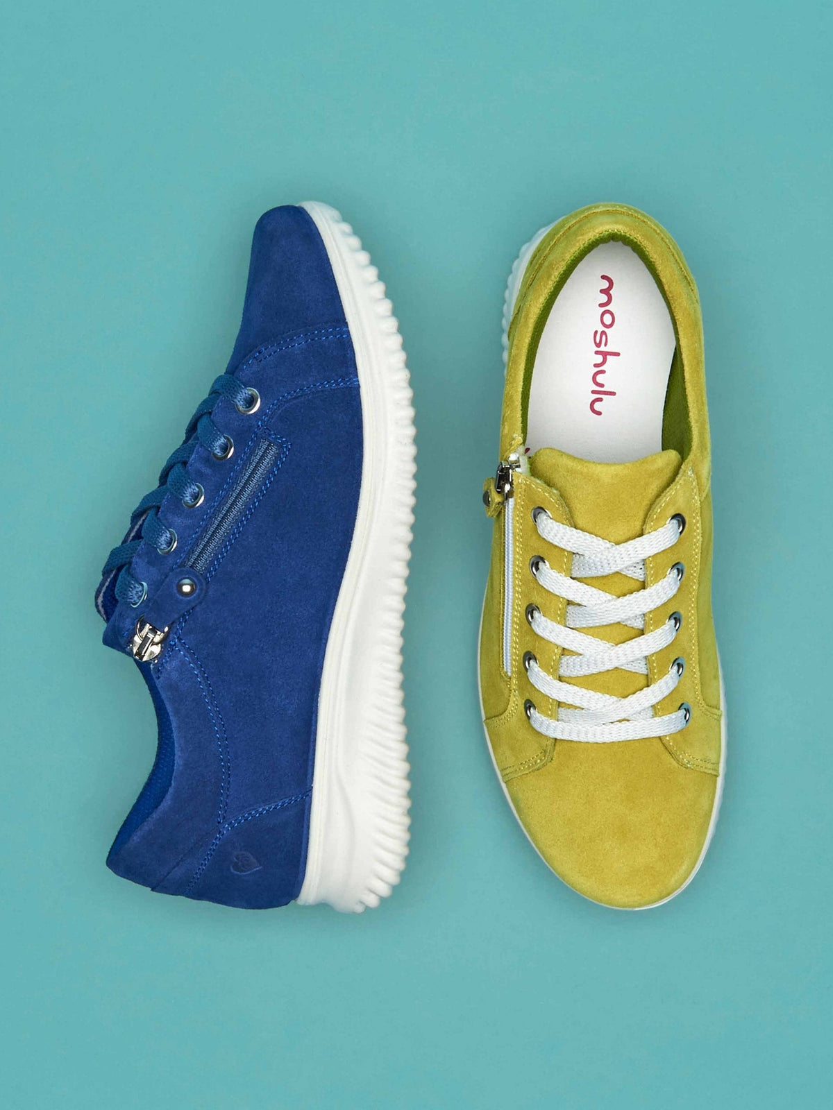 Green Suede active trainer with zip - KOLARI LIME GREEN