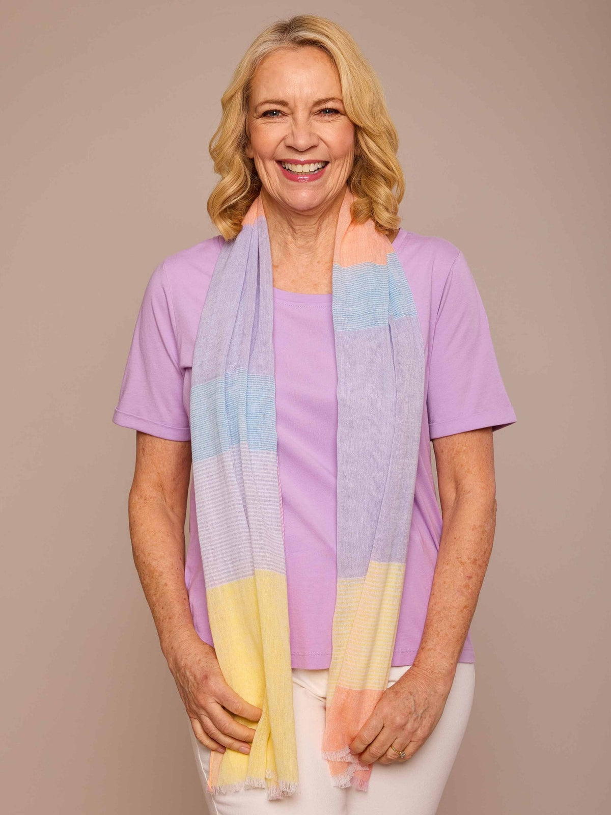 Multi pastel stripe scarf - MYRTLE PASTEL MULTI