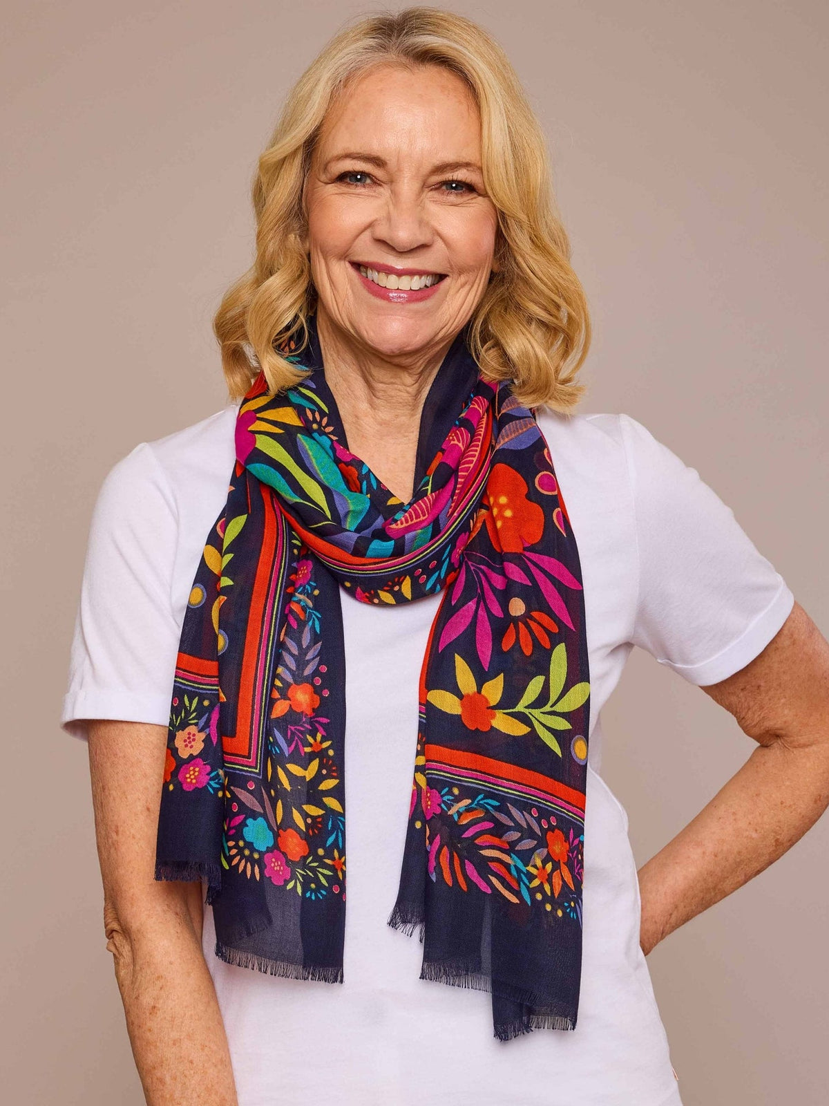 Multi botanical print scarf - KEILDER EDEN FLORAL