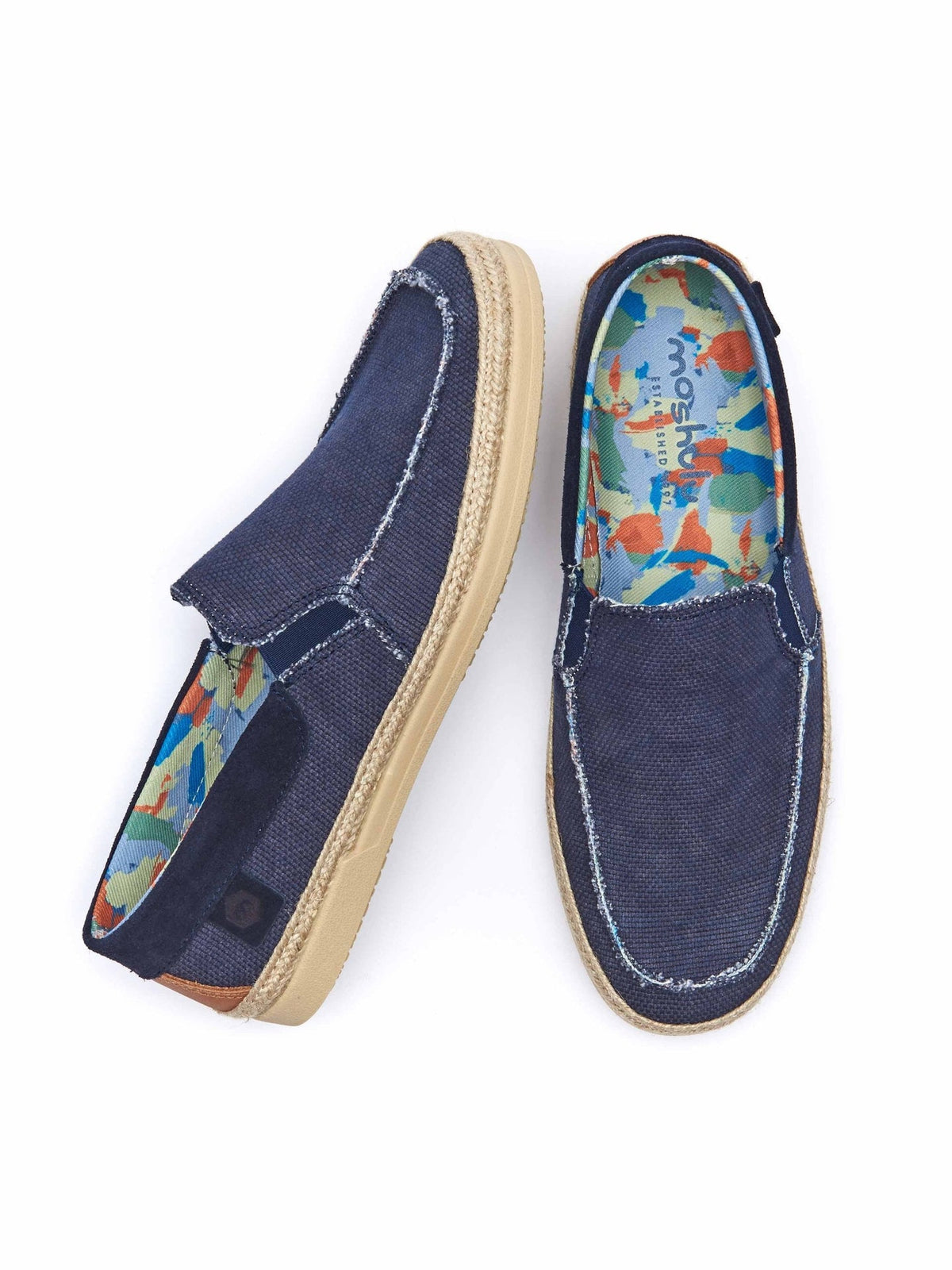 Blue men's slip on espadrille shoes - WEIR NAVY
