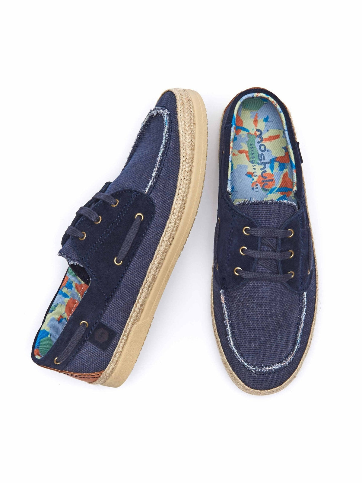 Blue men's lace-up espadrille shoes - AVISON NAVY