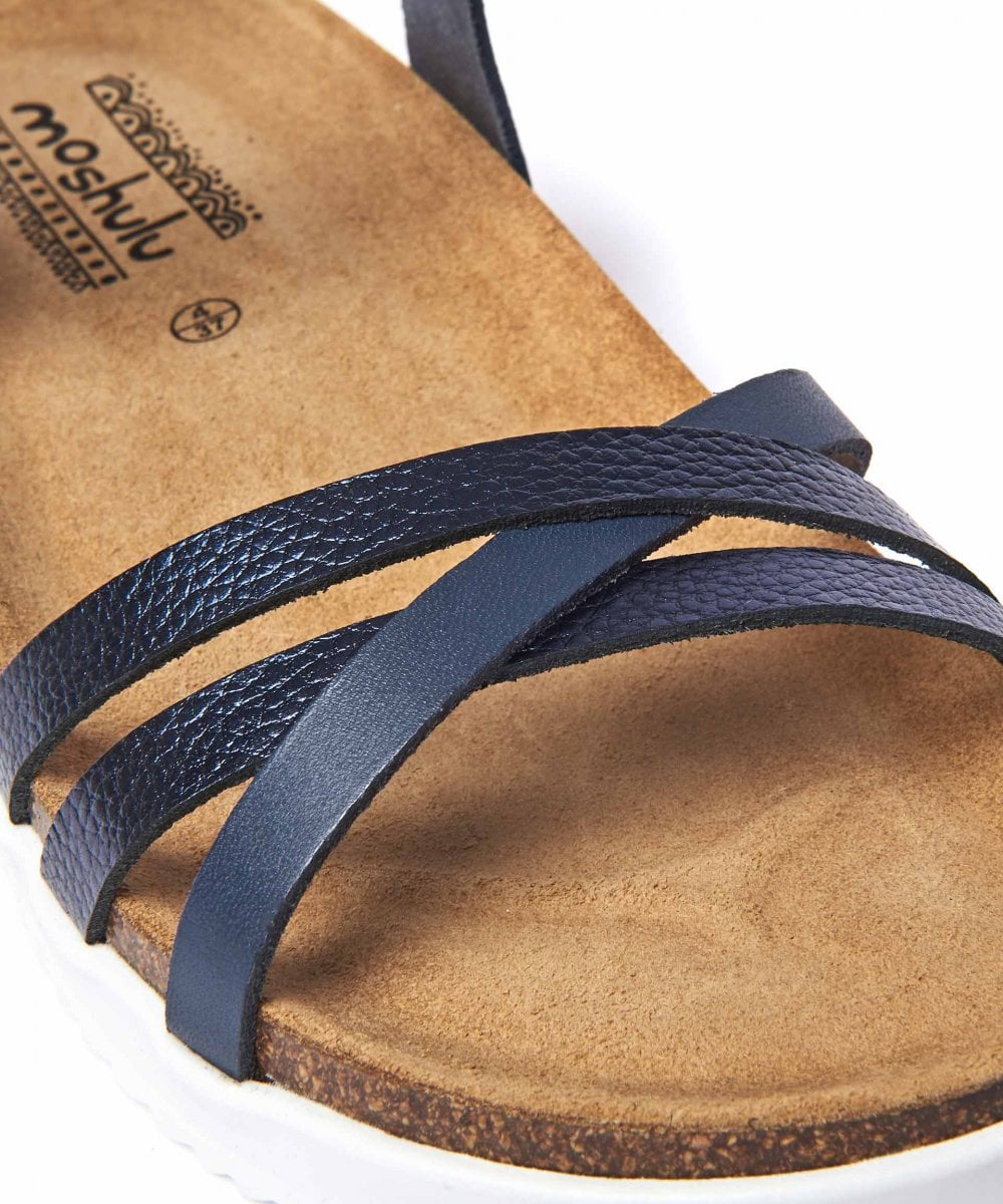 Blue Crossover strap cork sandals - ELMER INDIGO