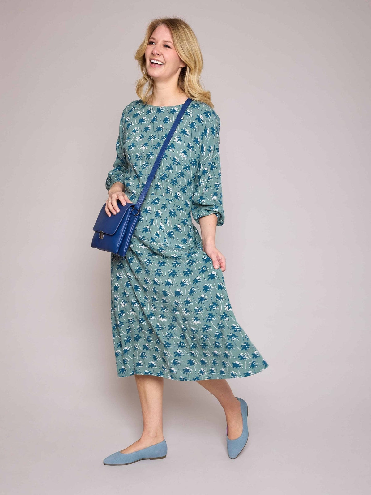 Blue suede pointed ballet pumps - KALLELA EUCALYPTUS BLUE