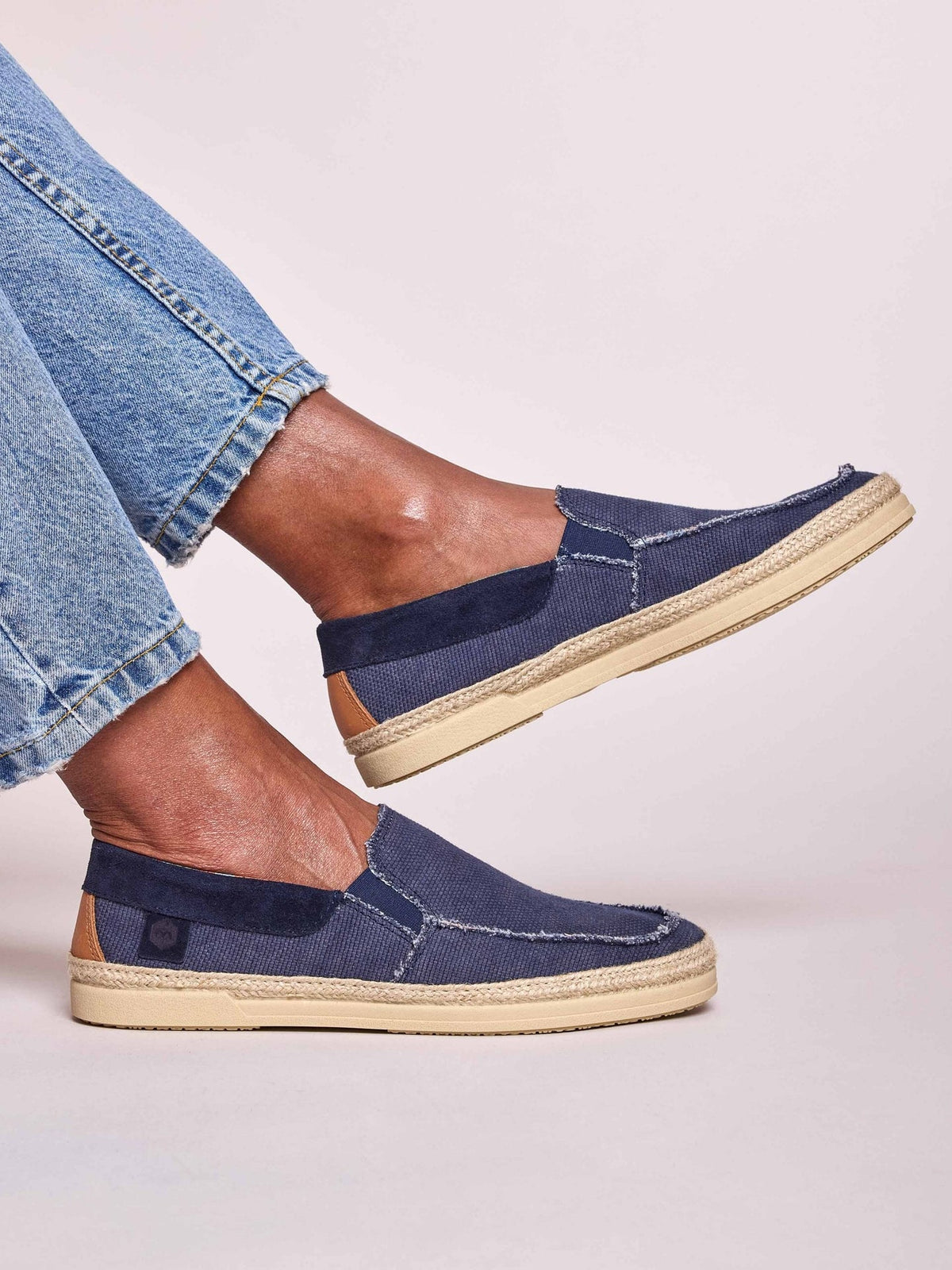 Blue men's slip on espadrille shoes - WEIR NAVY