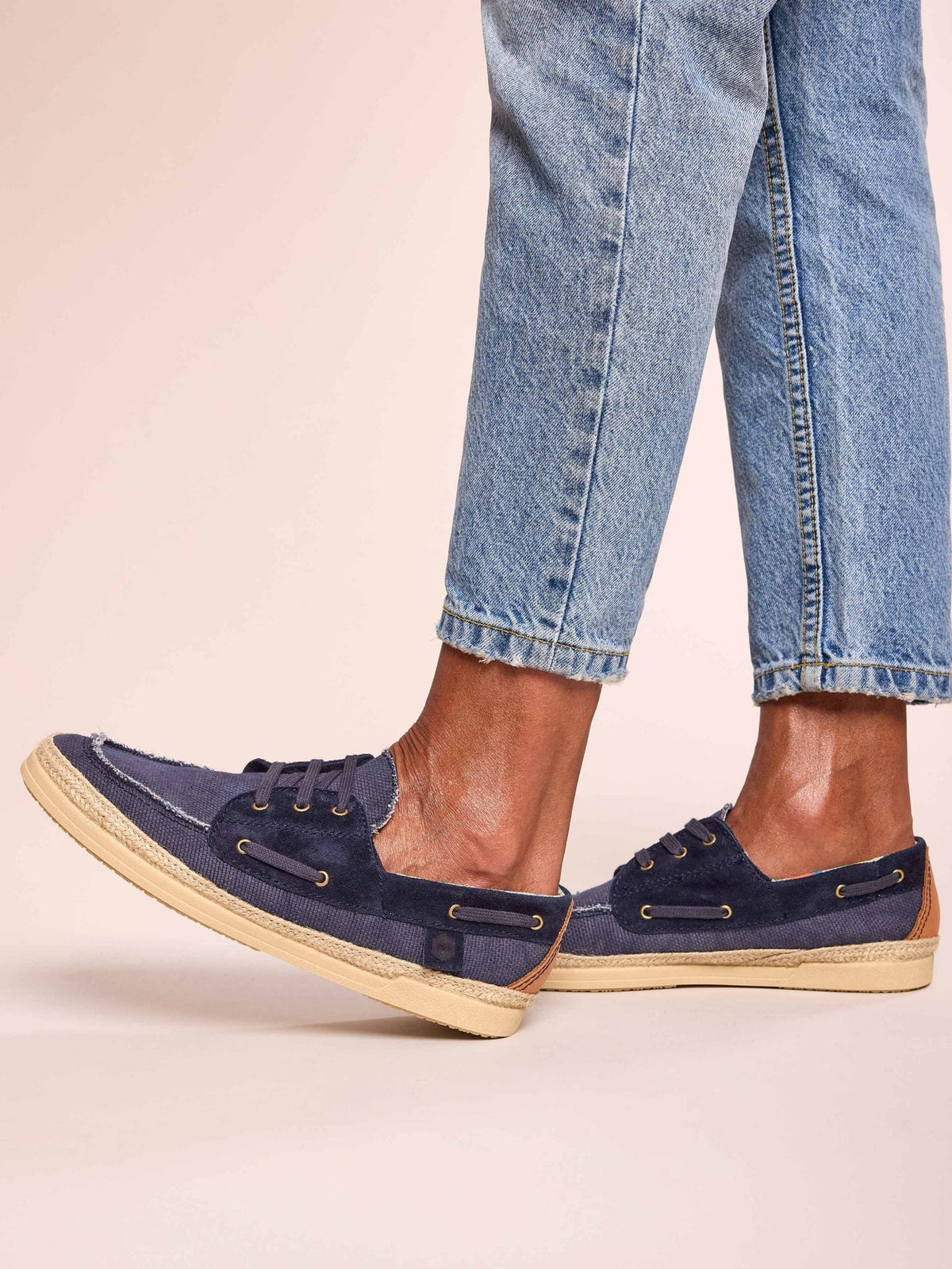 Blue men's lace-up espadrille shoes - AVISON NAVY