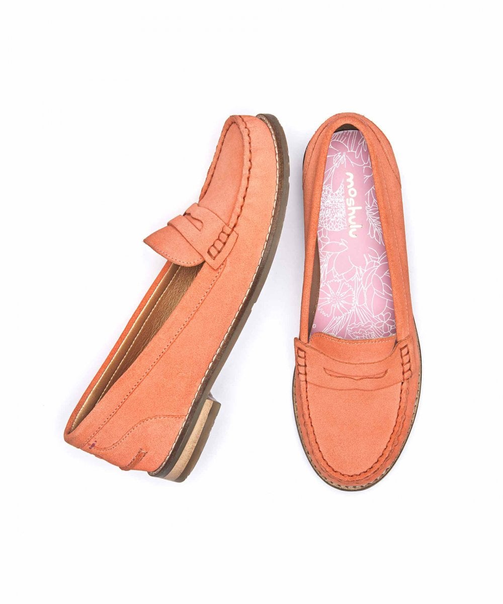 Orange classic suede penny loafers - PETREL SUEDE SUN-KISSED PEACH