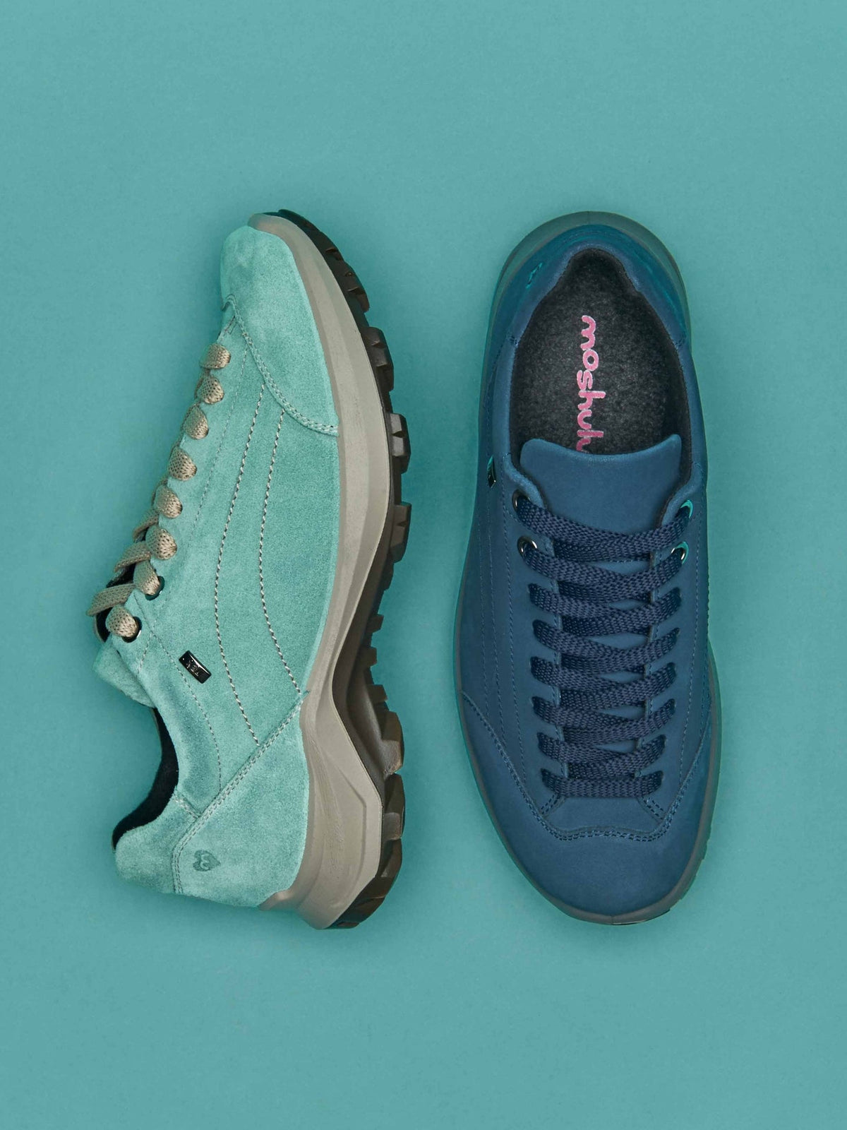 Blue Suede walking trainers - BERGEN SEA GREEN