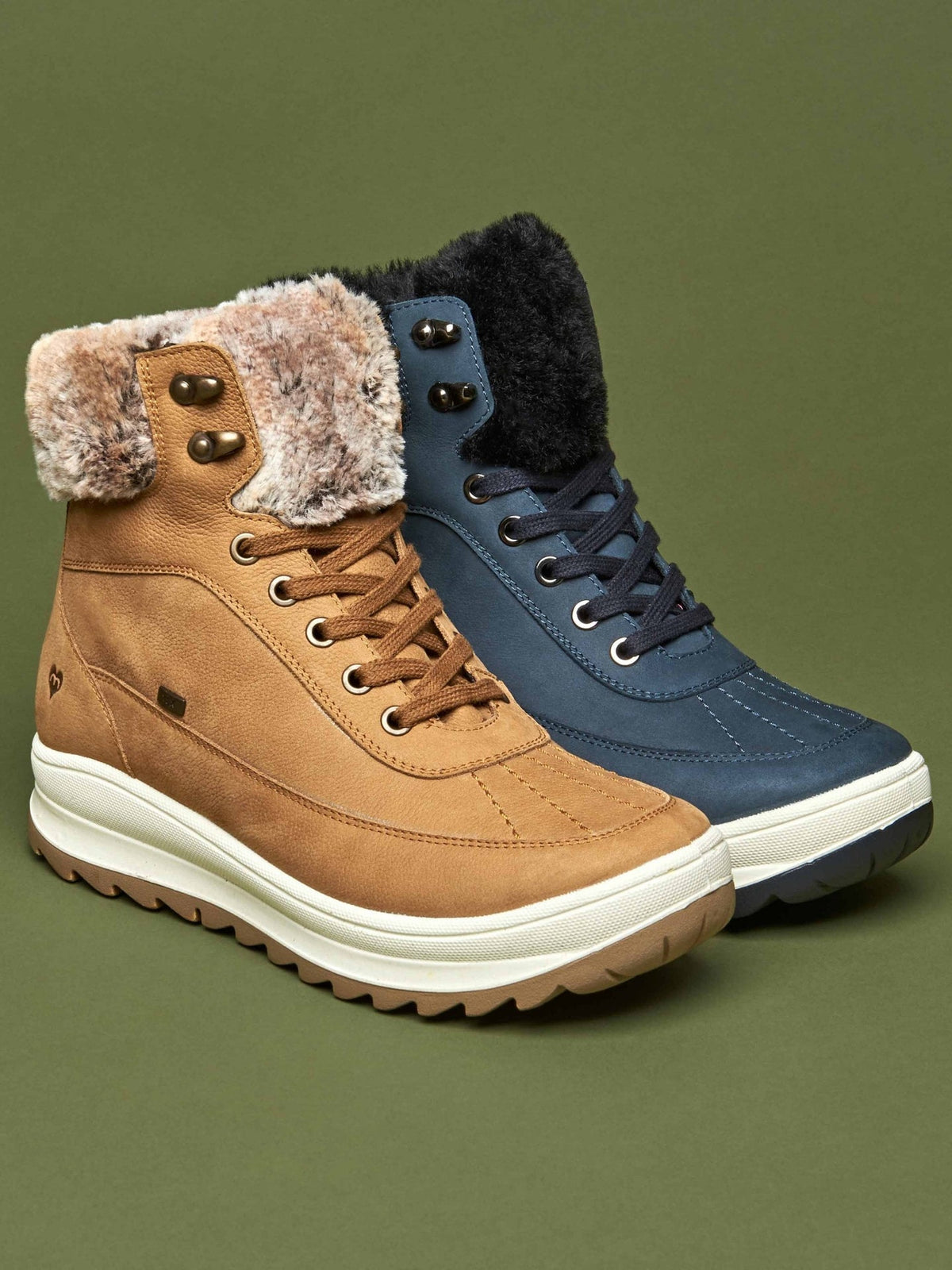 Blue Water resistant lace-up ankle boots - HEERUP INDIGO