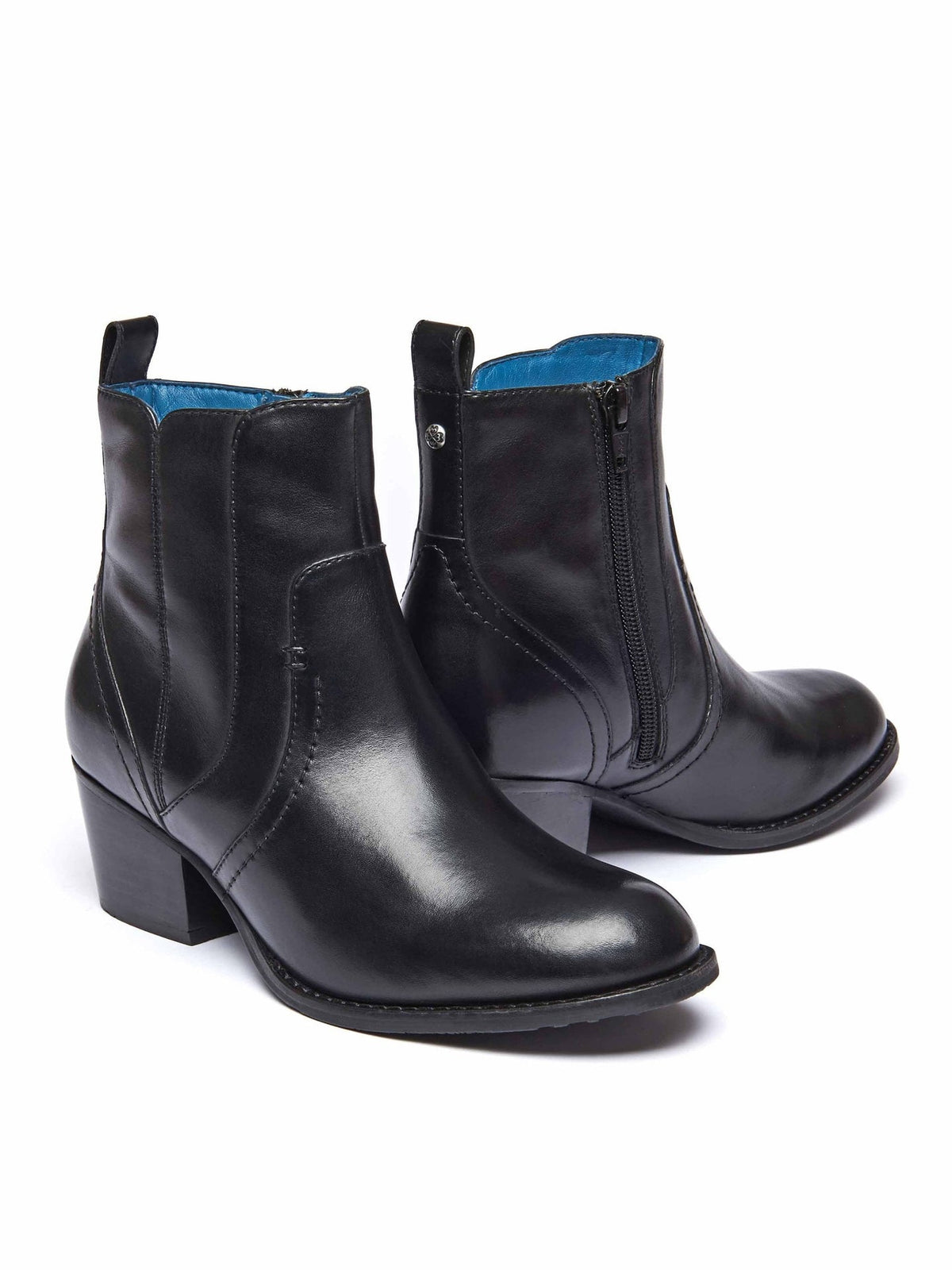 Black leather Western heeled ankle boots - MORISOT LEATHER BLACK