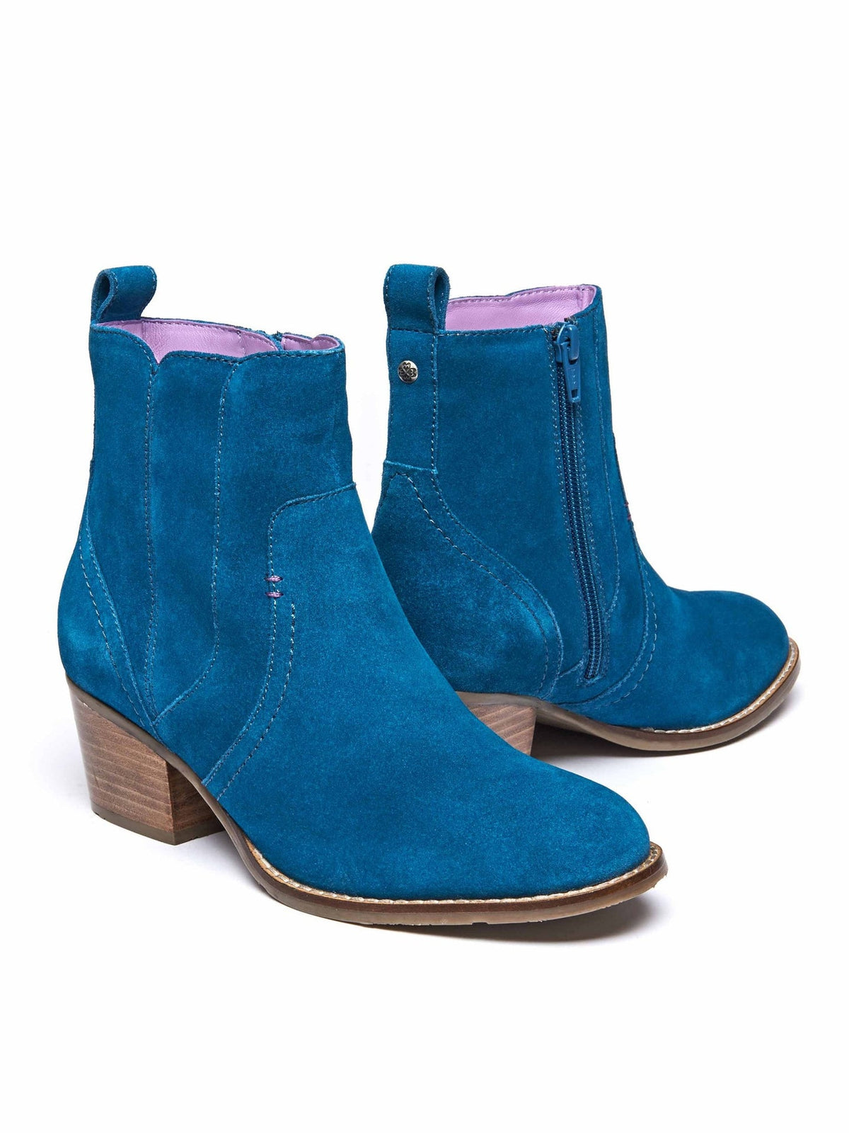 Blue western inspired heeled ankle boots - MORISOT DARK TEAL