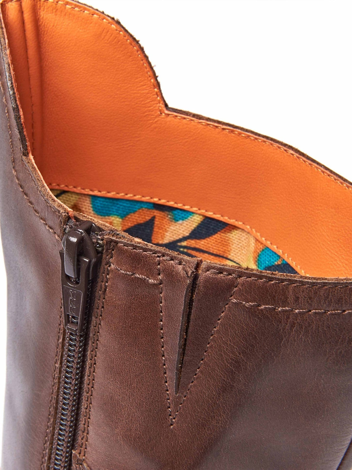 Orange / Red / Brown wedge mid-length leather boots - NIGHTJAR TERRACOTTA