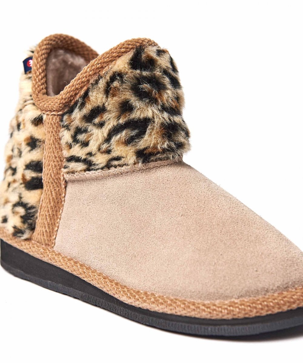 Blue kids animal print fluffy bootie slippers - MINI SNOWMAN DENIM