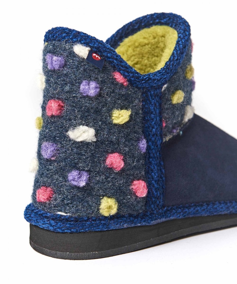 Purple kids spotty bootie slippers - MINI FIRESIDE VIOLET