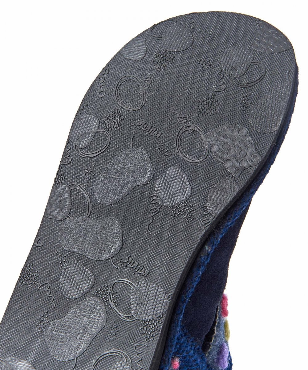 Blue kids spotty bootie slippers - MINI FIRESIDE COBALT