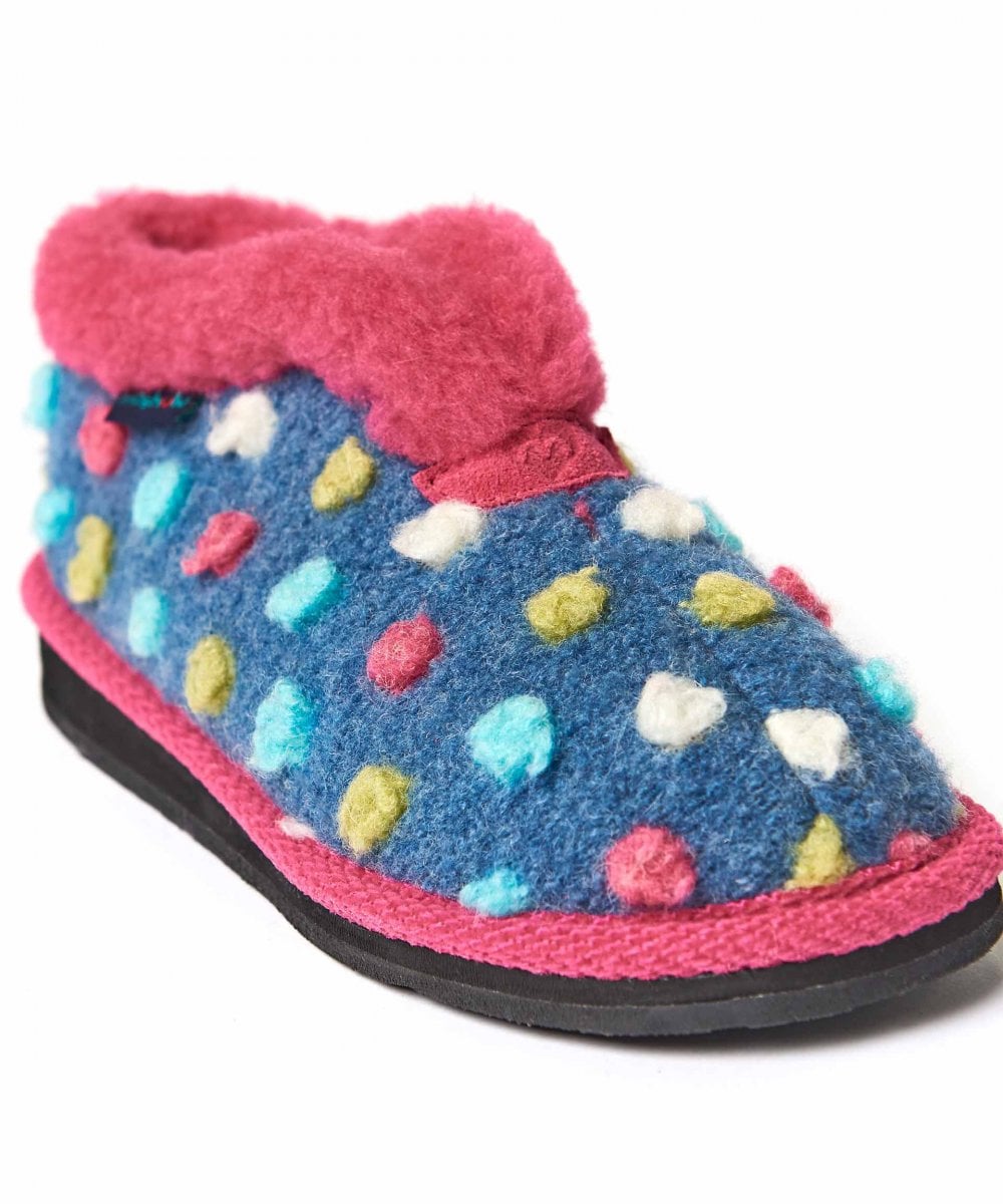 White kids spotty short bootie slippers - MINI BO ICE