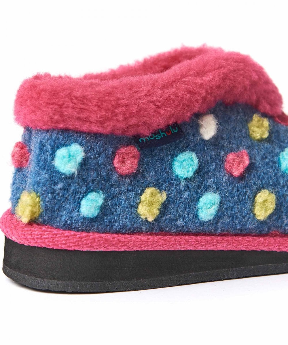 Blue kids spotty short bootie slippers - MINI BO DENIM
