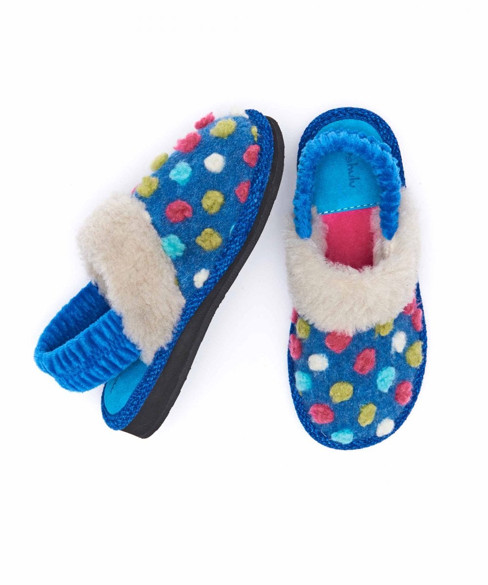 Blue kids spotty mule slippers - MINI MALIA COBALT