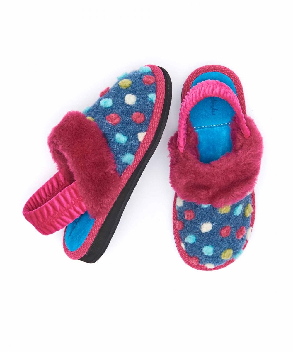 Blue kids spotty mule slippers - MINI MALIA DENIM