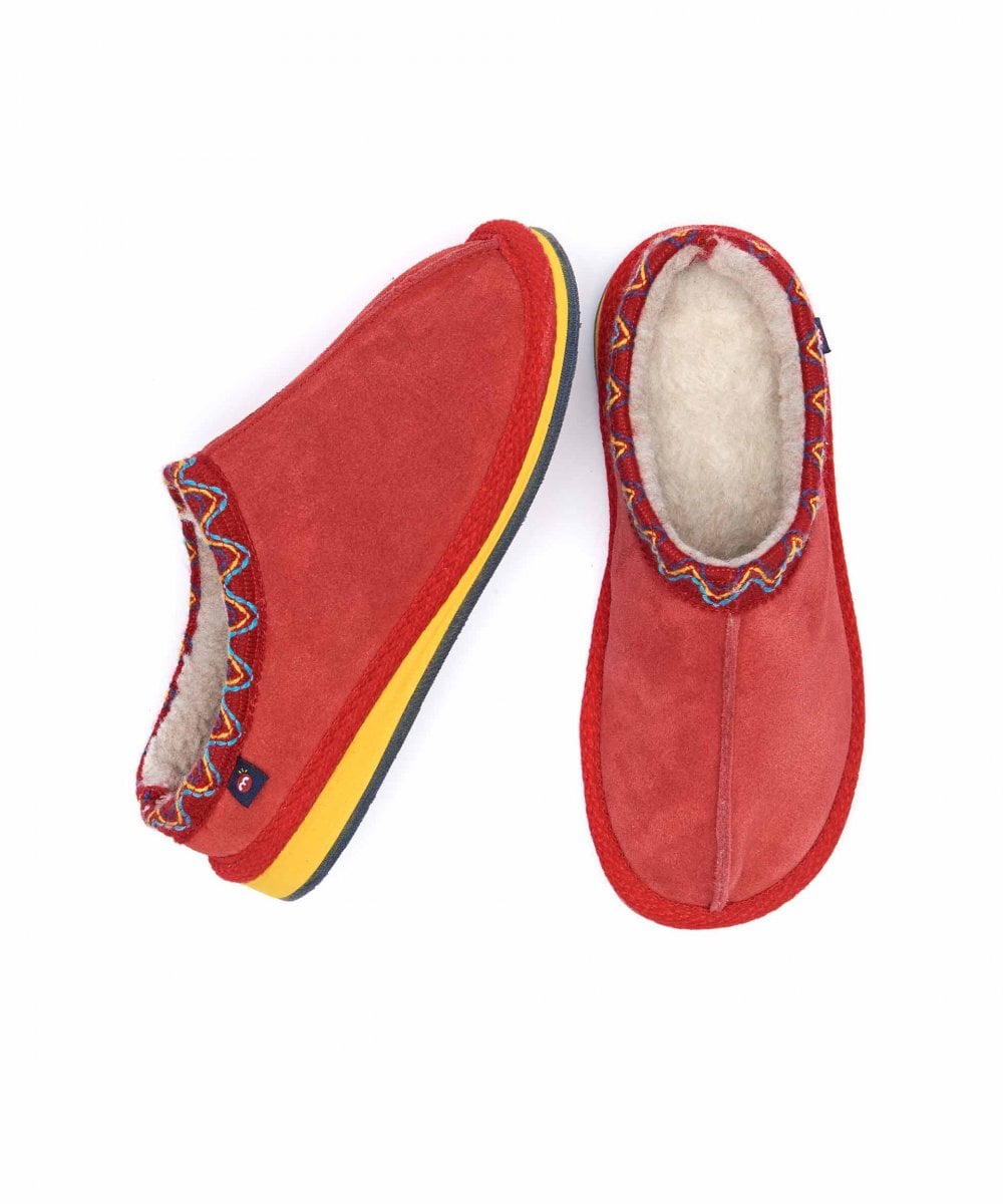 Red kids Turkish mule slippers - MINI ALASKA RED
