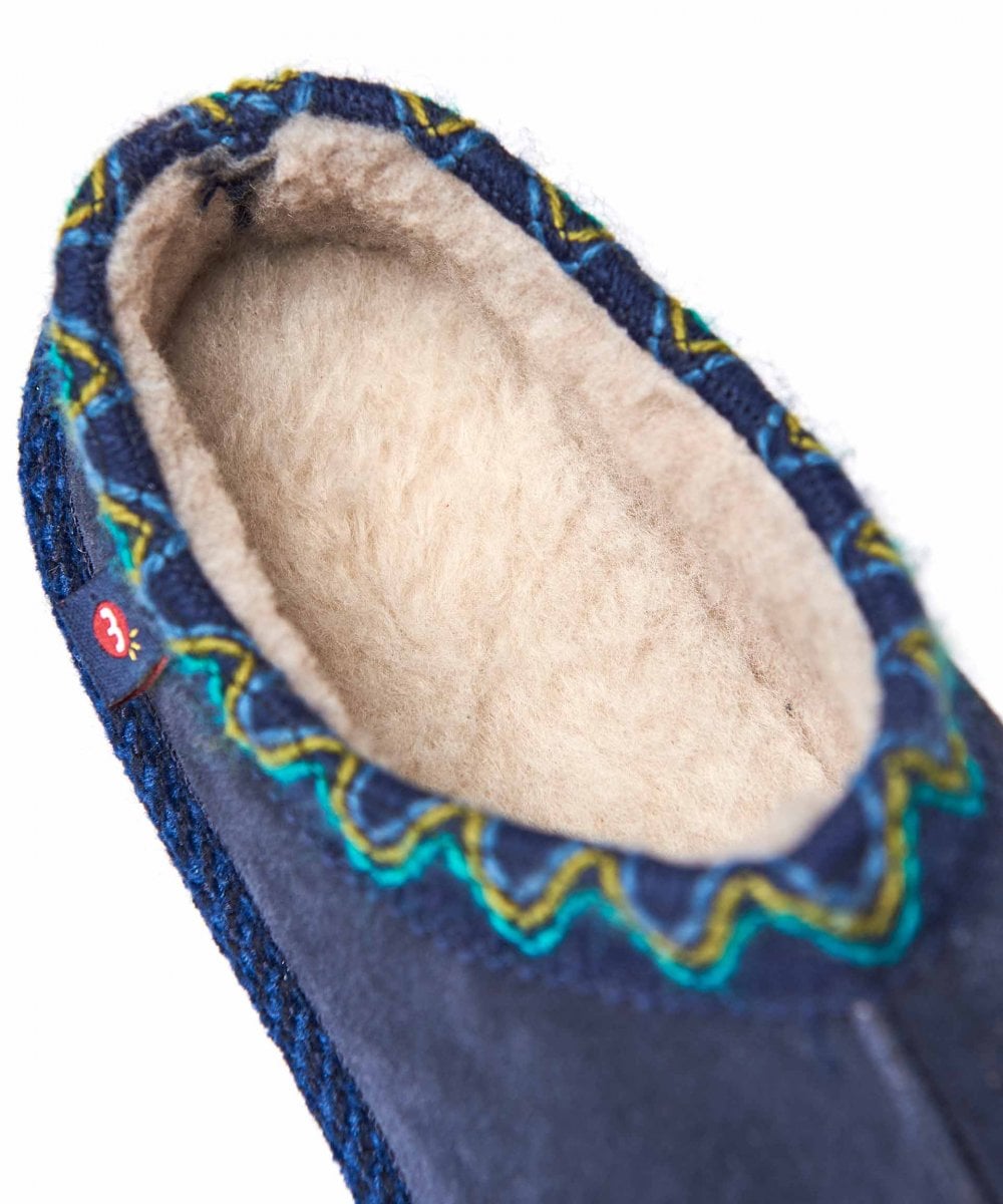Blue kids Turkish mule slippers - MINI ALASKA INDIGO