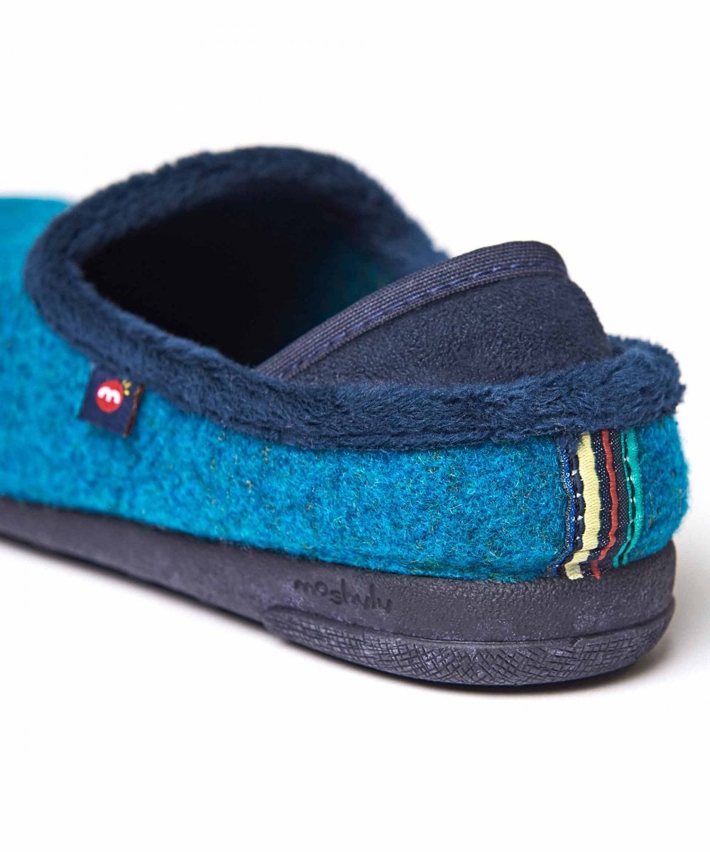 Blue kids colourful felt slippers - MINI MATMI INDIGO
