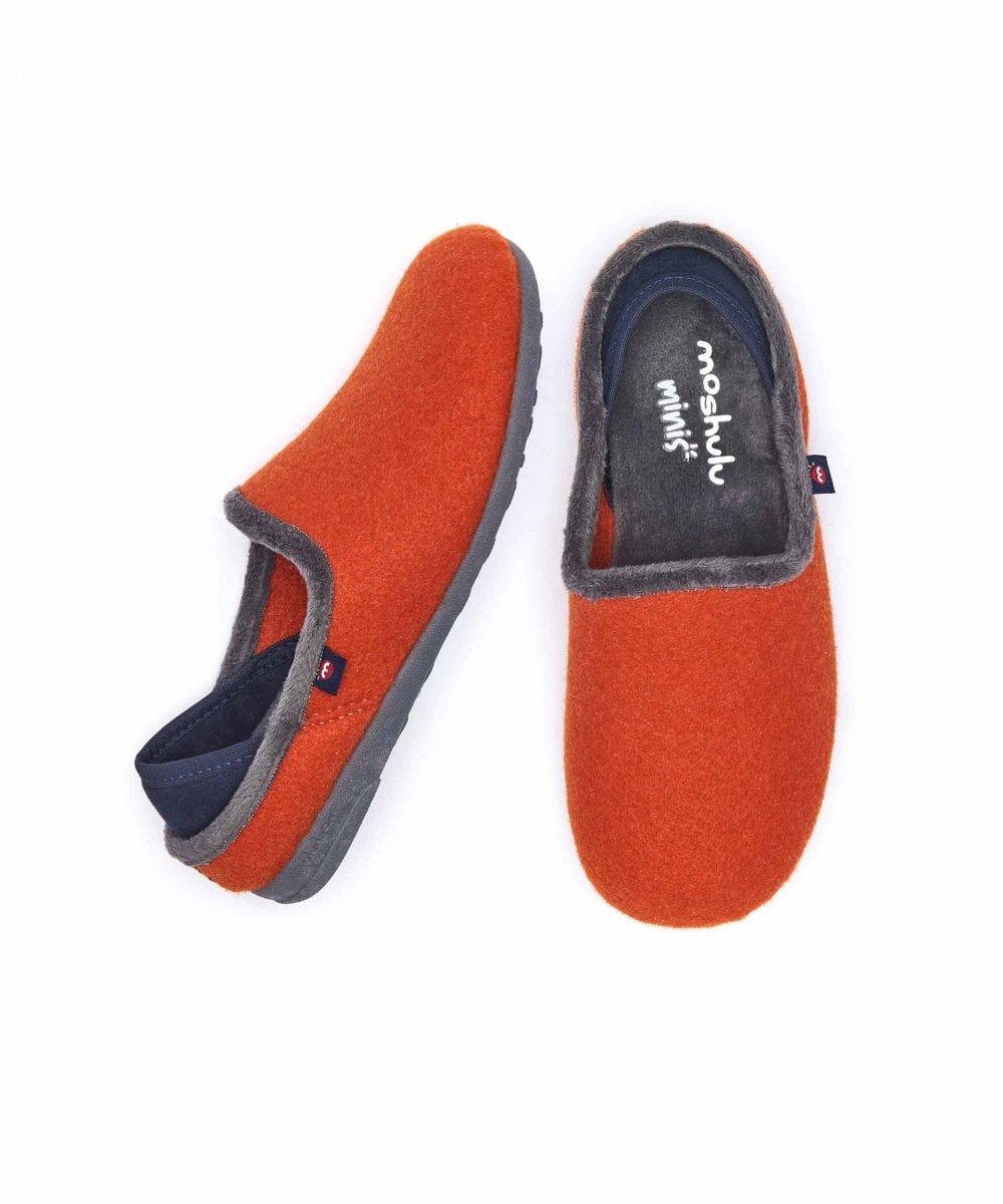 Orange kids colourful felt slippers - MINI MATMI ORANGE