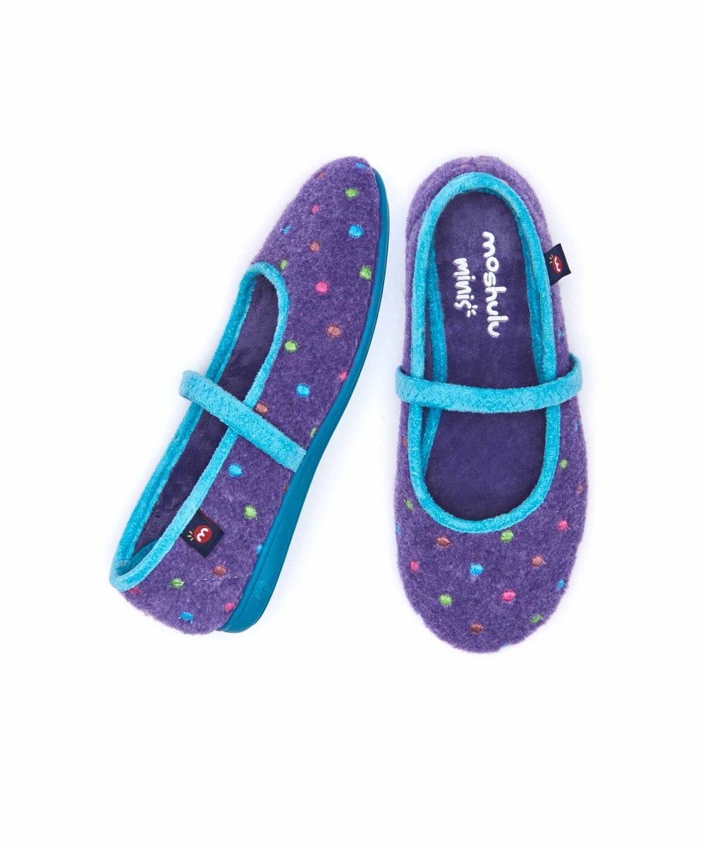 Purple kids spotty felt slippers - MINI CARAMEL VIOLET