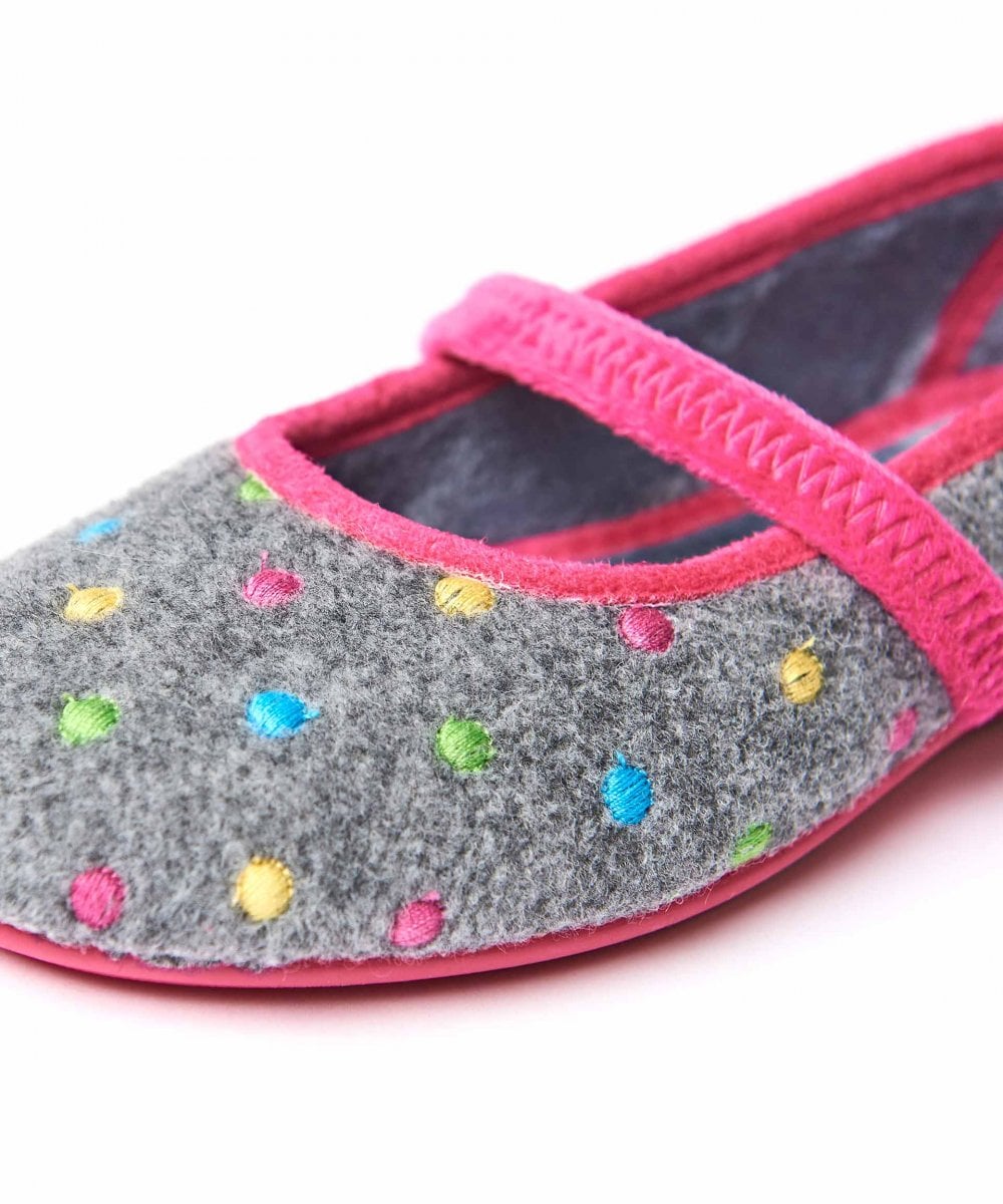 Blue kids spotty felt slippers - MINI CARAMEL DENIM