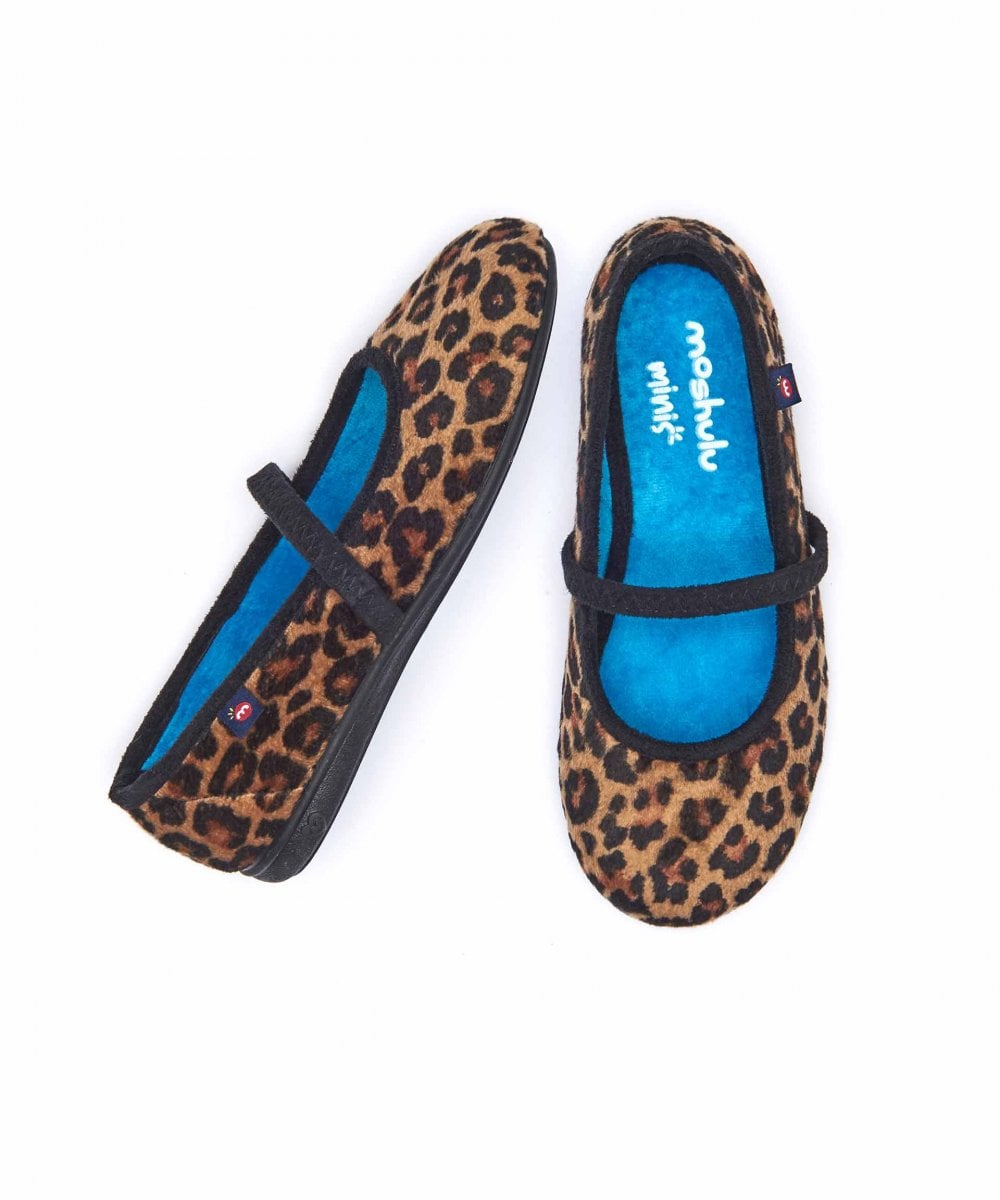 Neutral / Brown kids animal patterned slippers - MINI LEONA LEOPARD