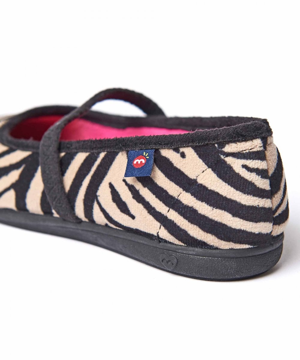Black / White kids animal patterned slippers - MINI LEONA ZEBRA