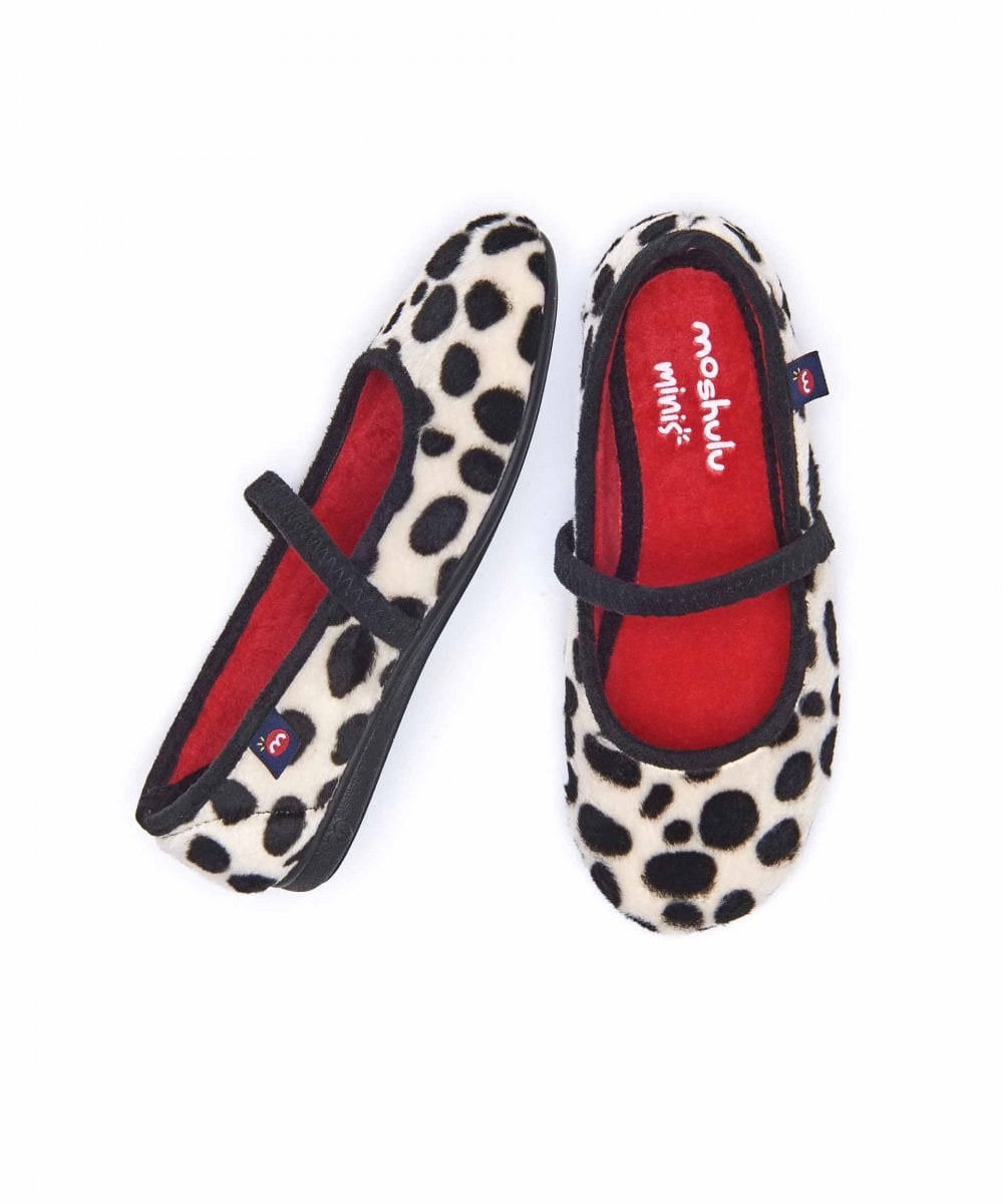 White / Black kids animal patterned slippers - MINI LEONA DALMATIAN