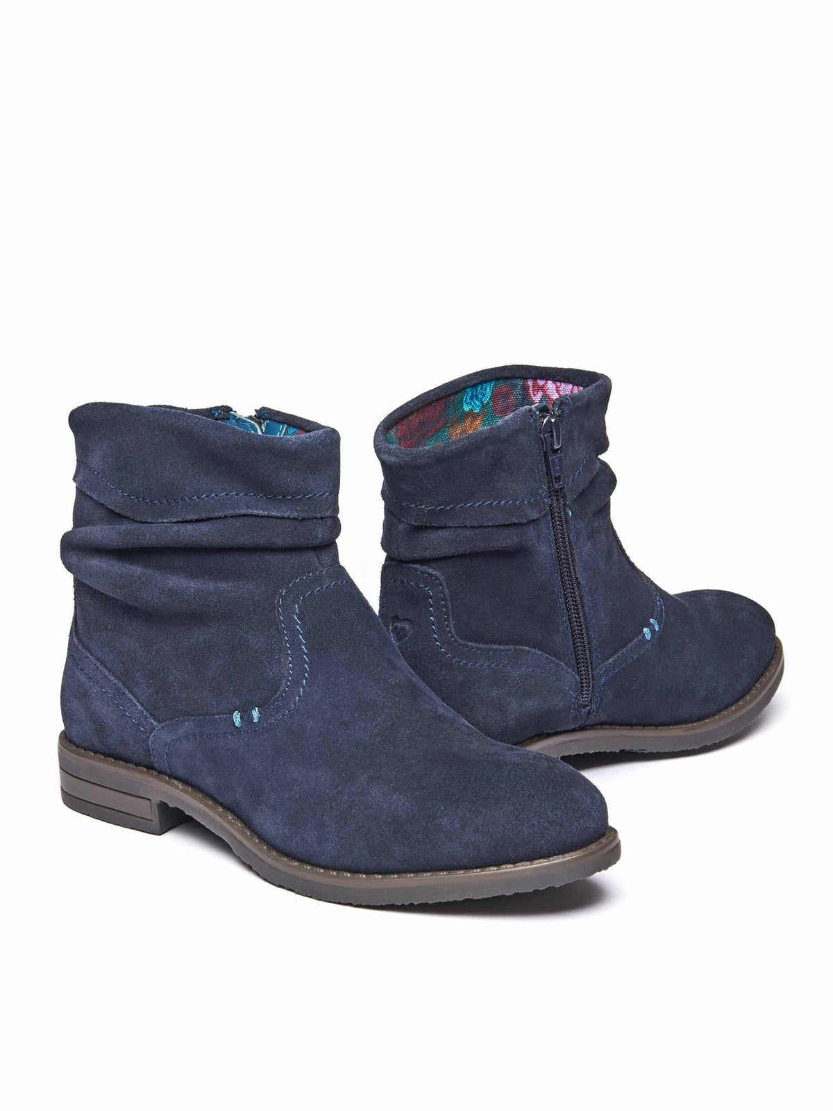 Blue ruched suede pixie ankle boots - PIPISTRELLE 3 INDIGO
