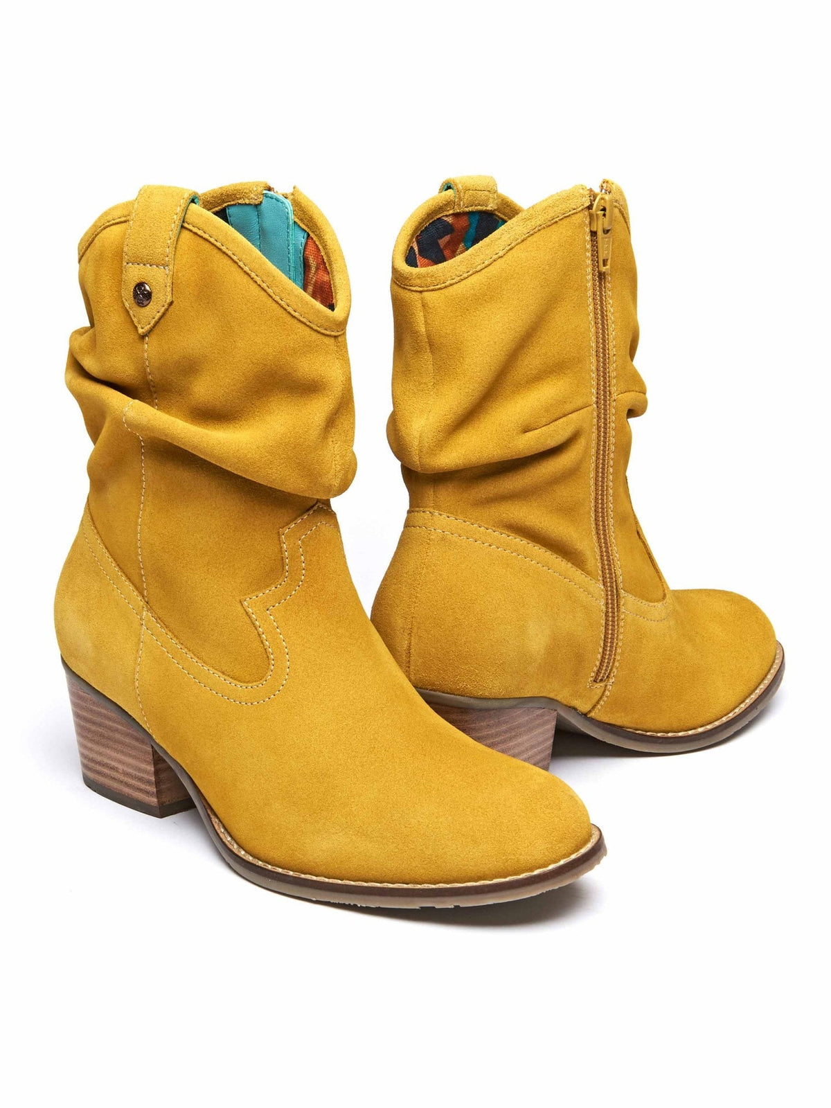Yellow suede Western ankle boots - ERICA YELLOW