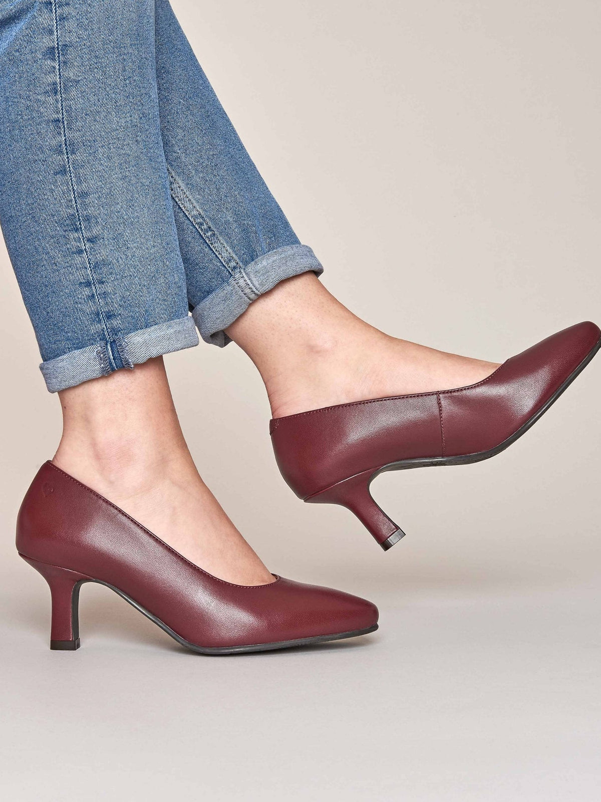 Red kitten heel court shoes - ASANO ZINFANDEL RED