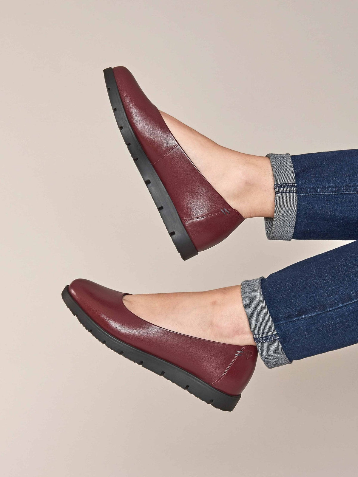 Red leather slip-on ballet pumps - JIN ZINFANDEL RED
