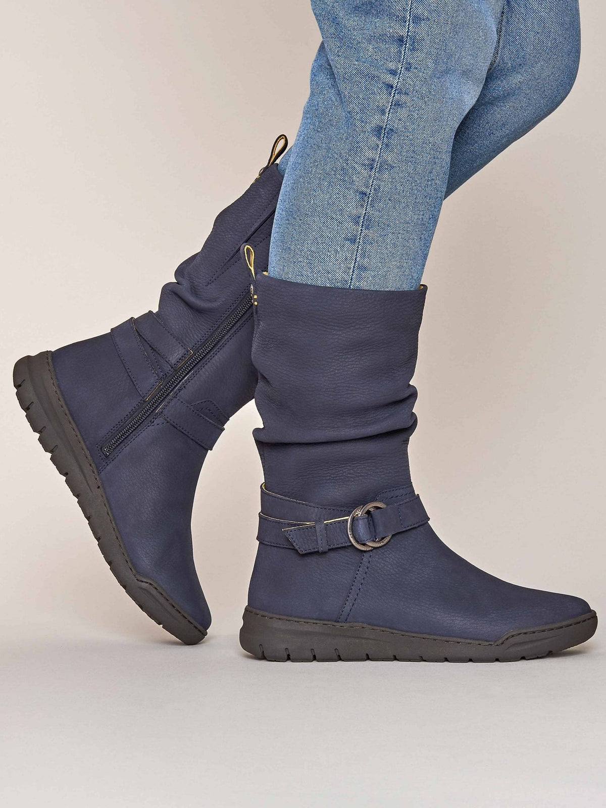 Blue mid-calf slouched boots - LAINA INDIGO