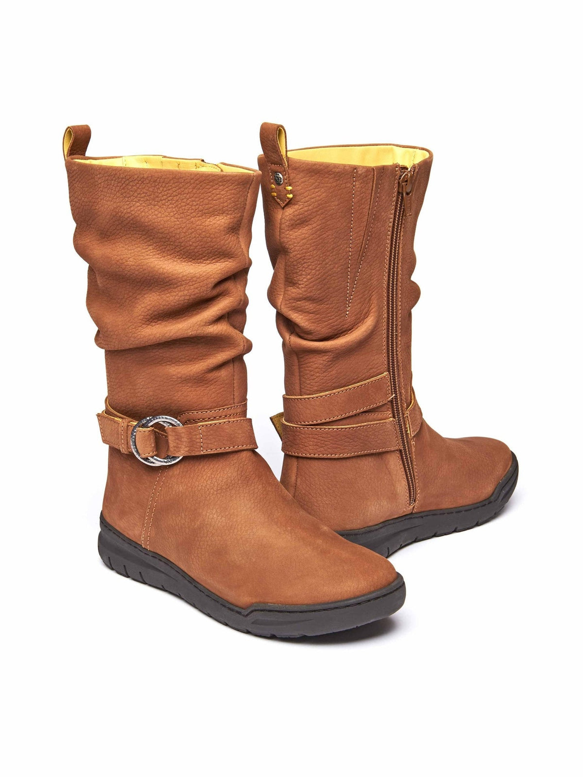 Brown mid-calf slouched boots - LAINA TAN