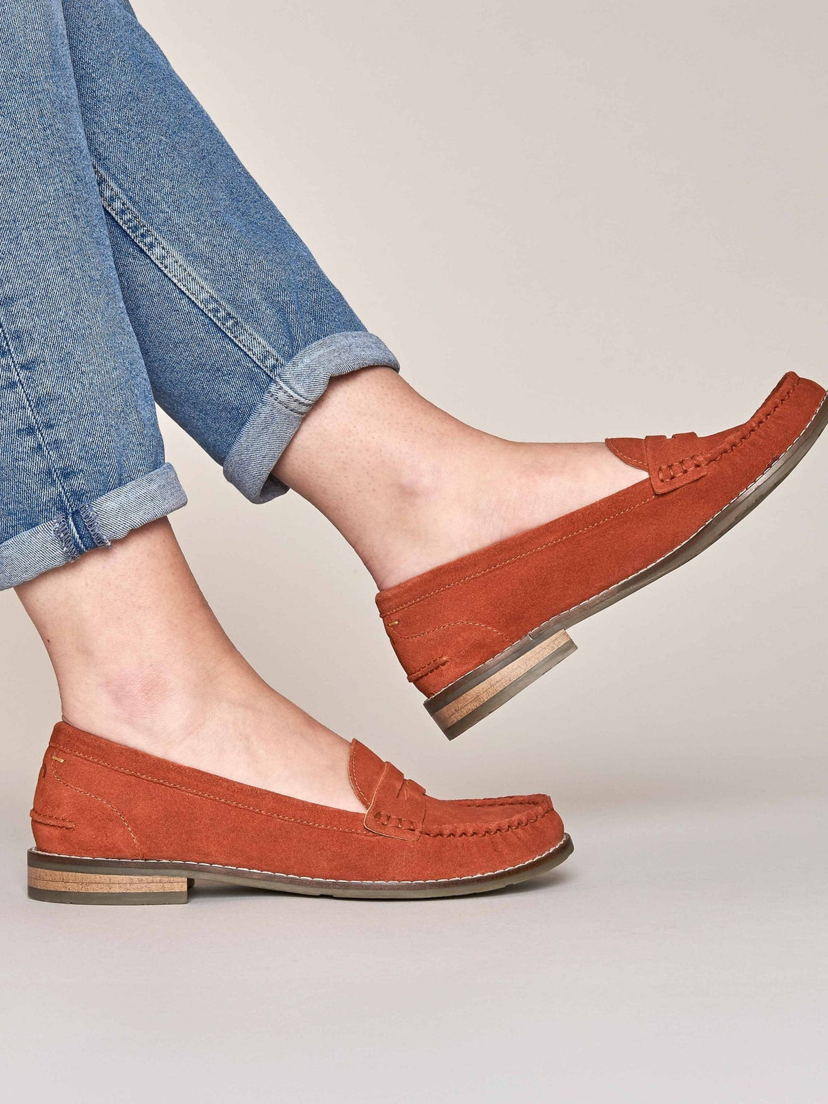 Orange classic suede penny loafers - PETREL SUEDE TERRACOTTA
