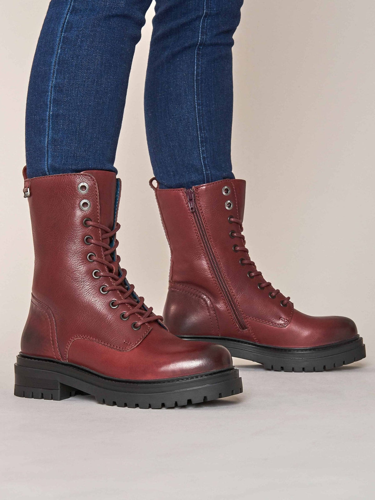 Red chunky lace up boots - SAYER ZINFANDEL RED
