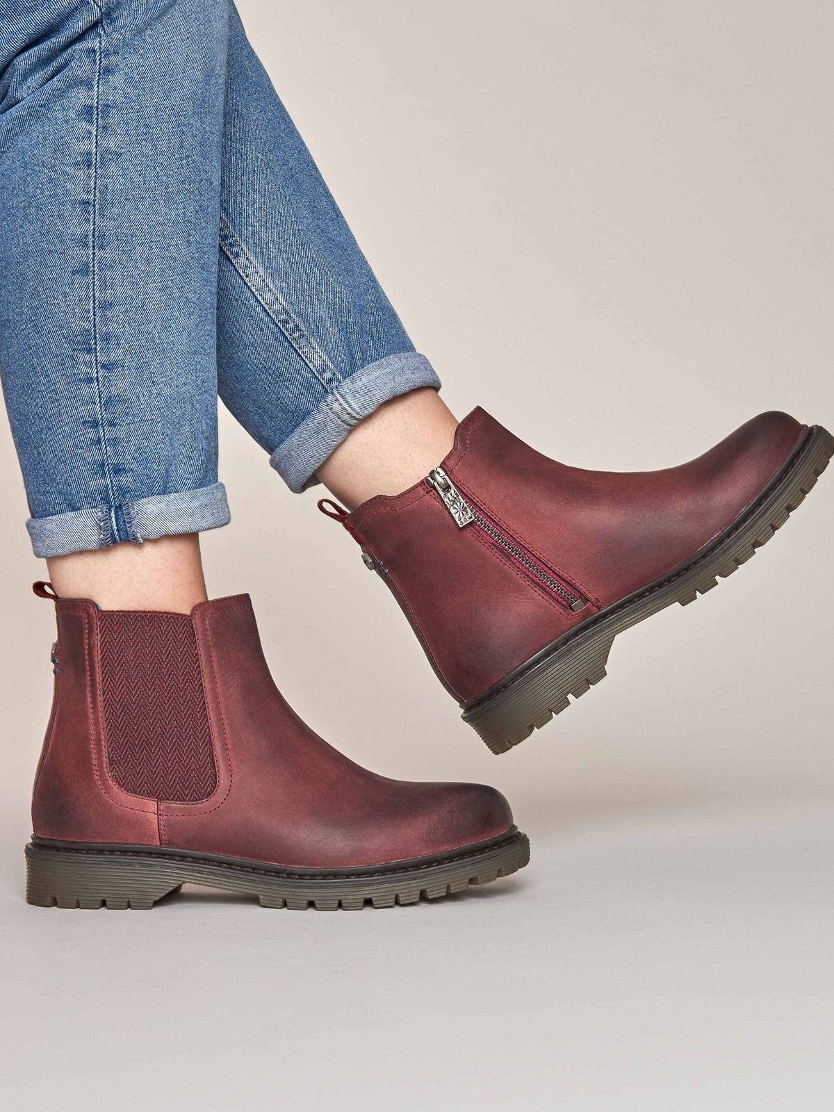 Red Leather Chelsea boots - SKERRY WAXY ZINFANDEL RED