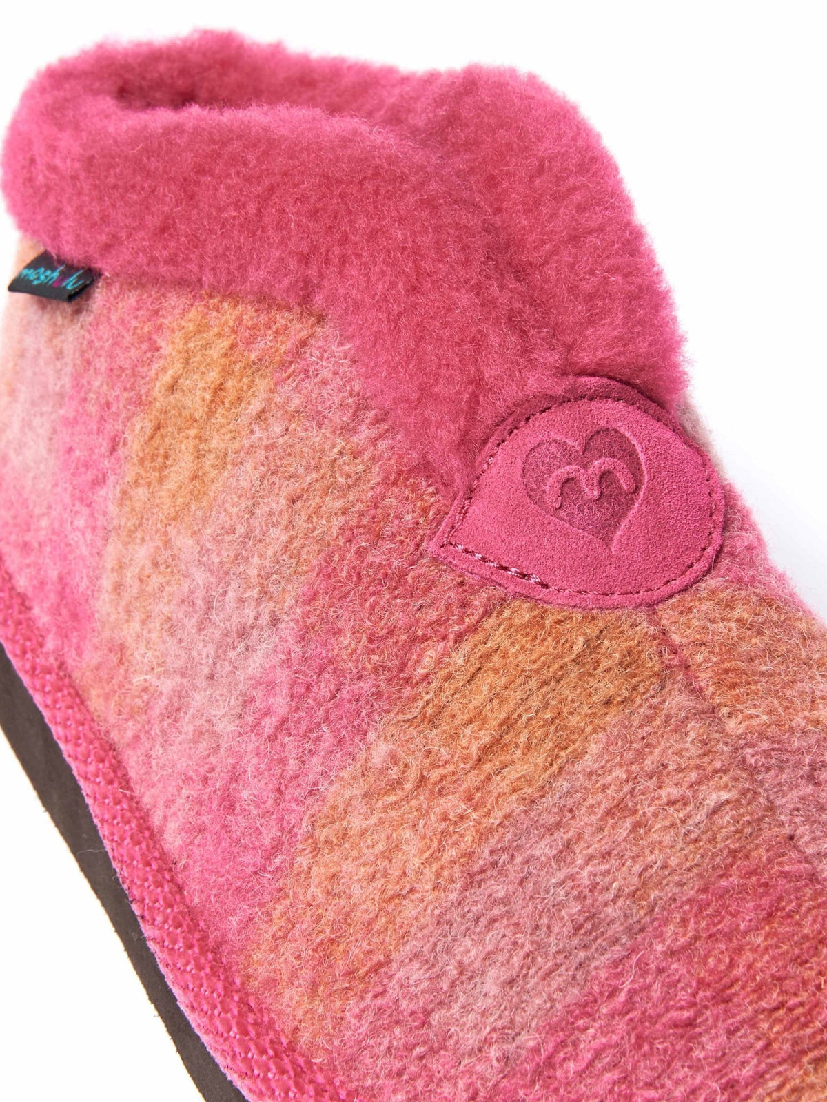 Pink felt plaid ankle boot slippers - NANIS PINK PLAID