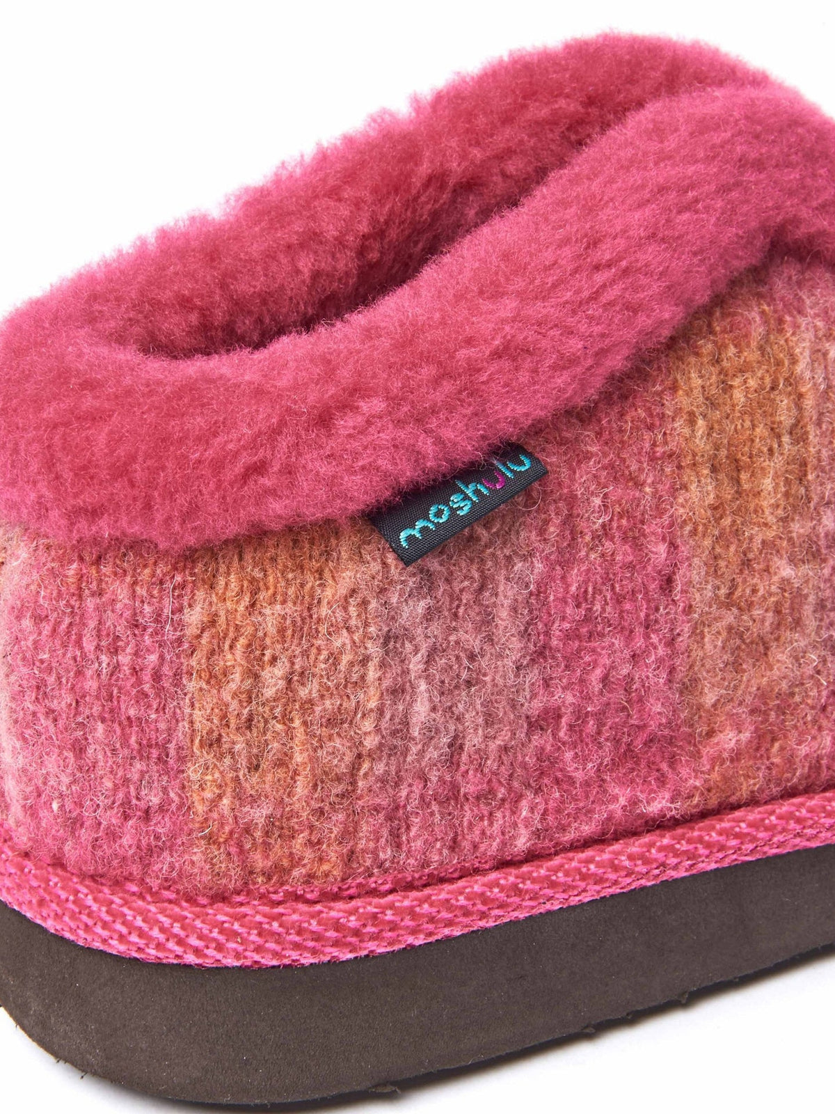 Pink felt plaid ankle boot slippers - NANIS PINK PLAID
