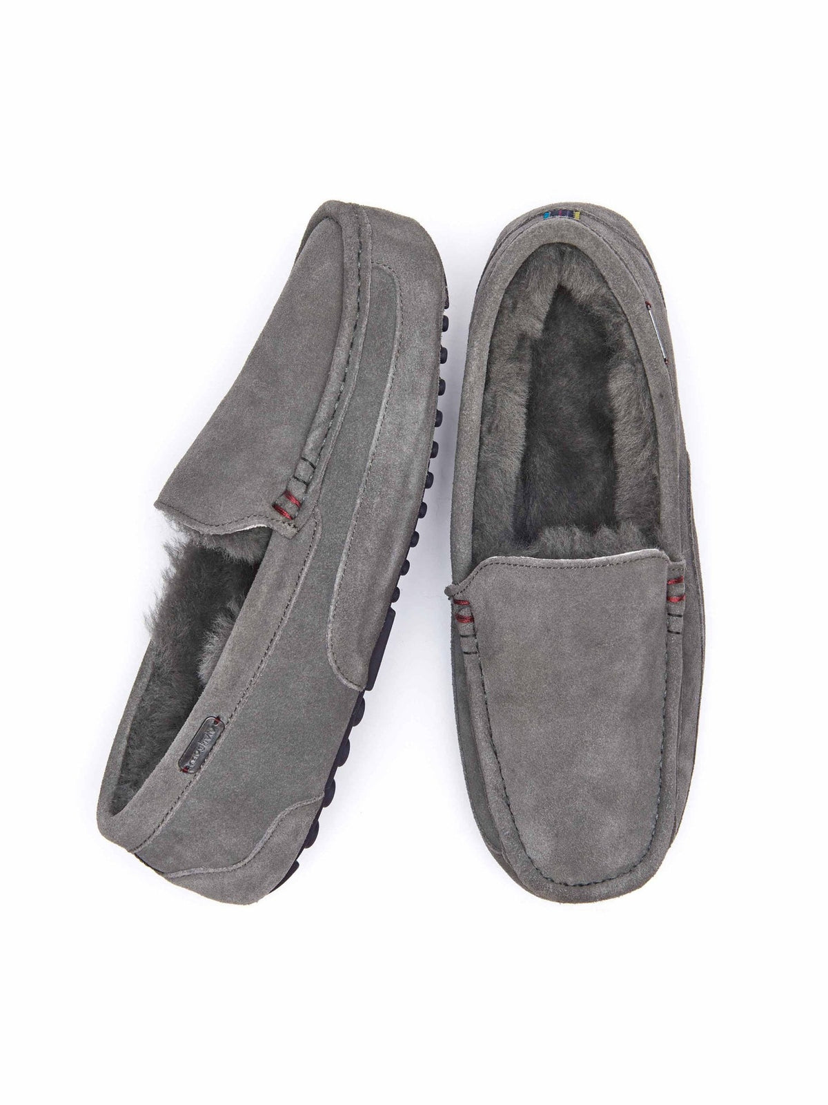Grey men's sheepskin moccasin slippers - DISHLEY GREY