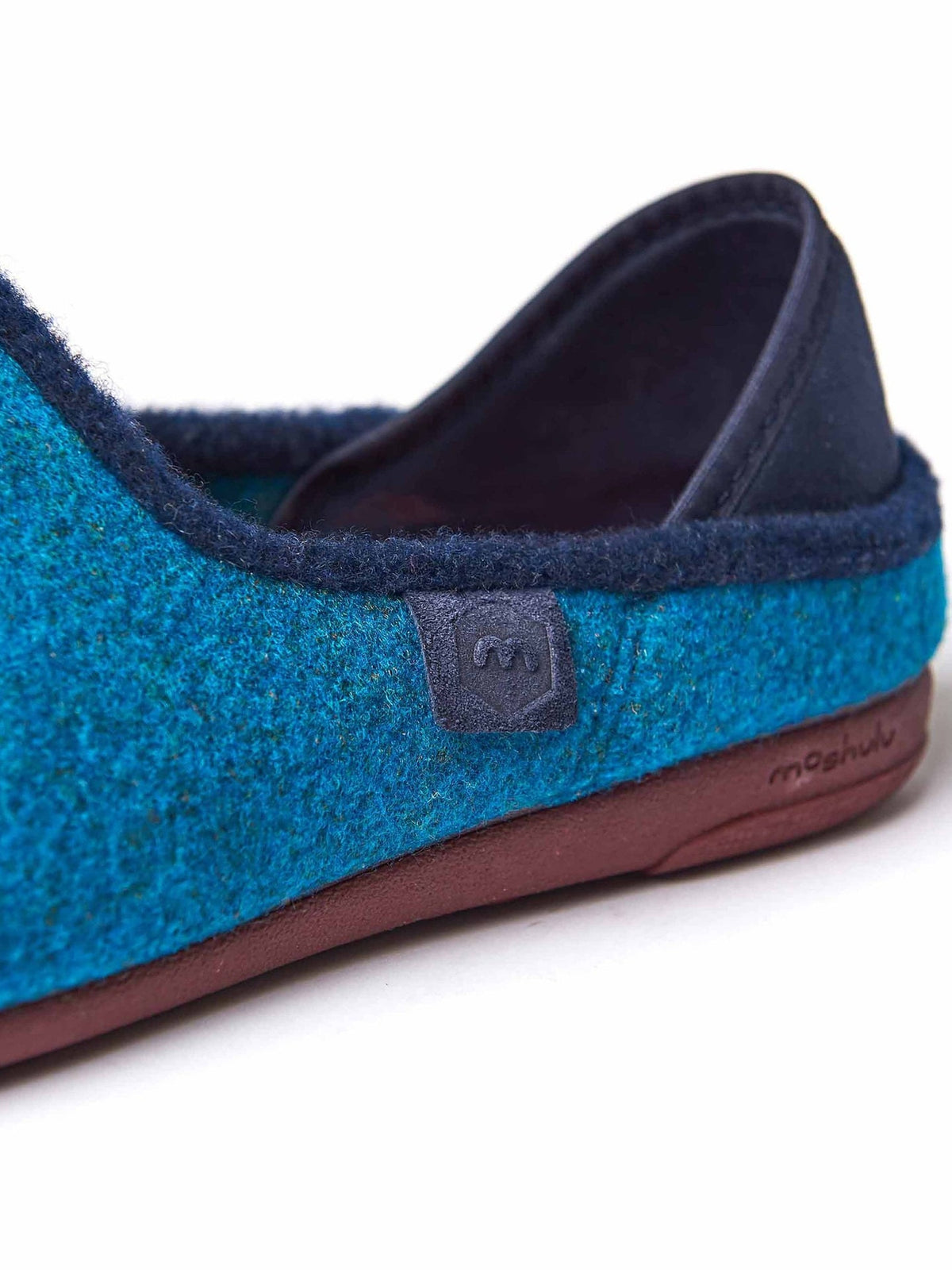 Blue men's full felt slippers - MATMI DEEP TURQUOISE