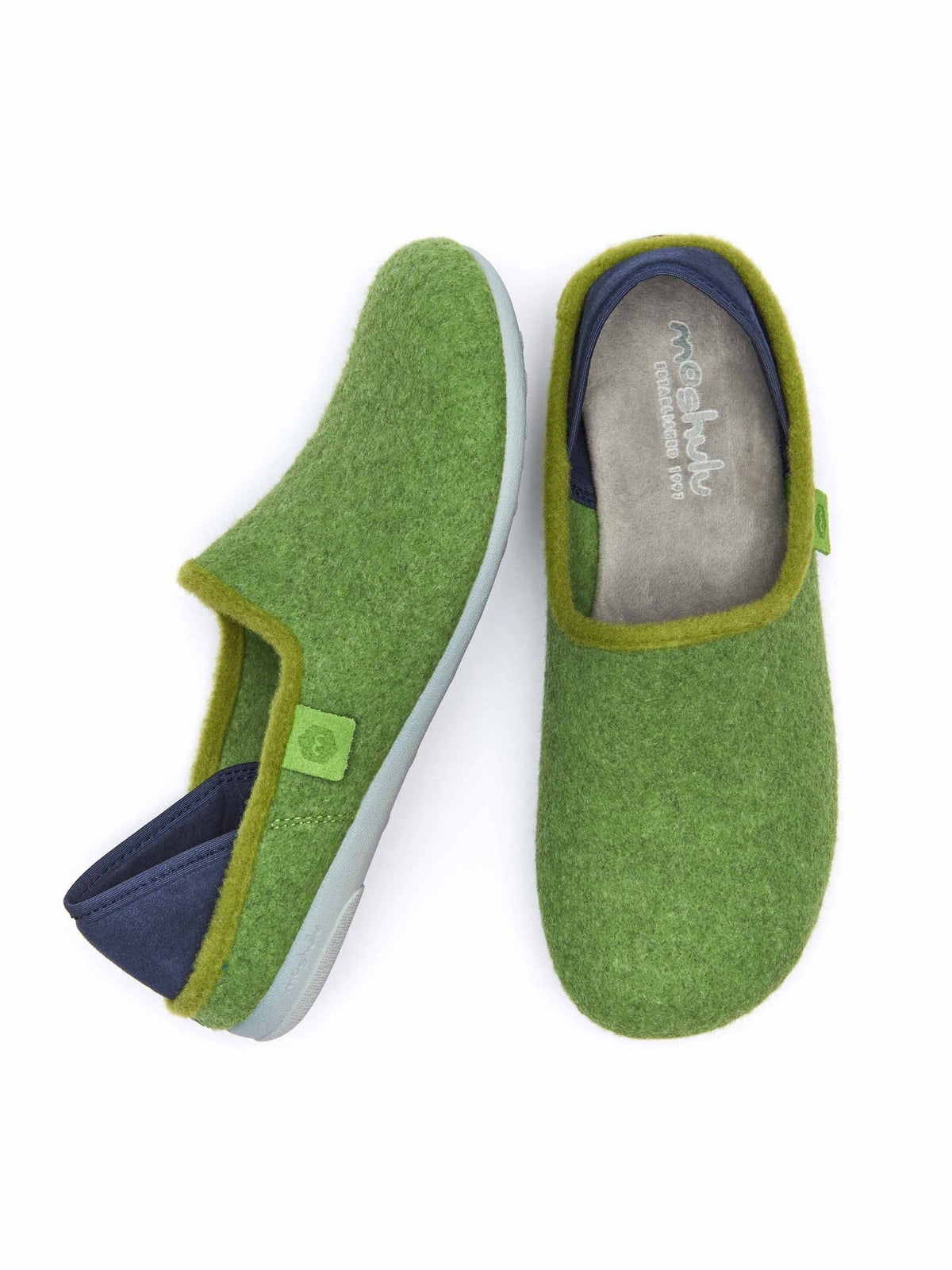 Green men's full felt slippers - MATMI GREEN