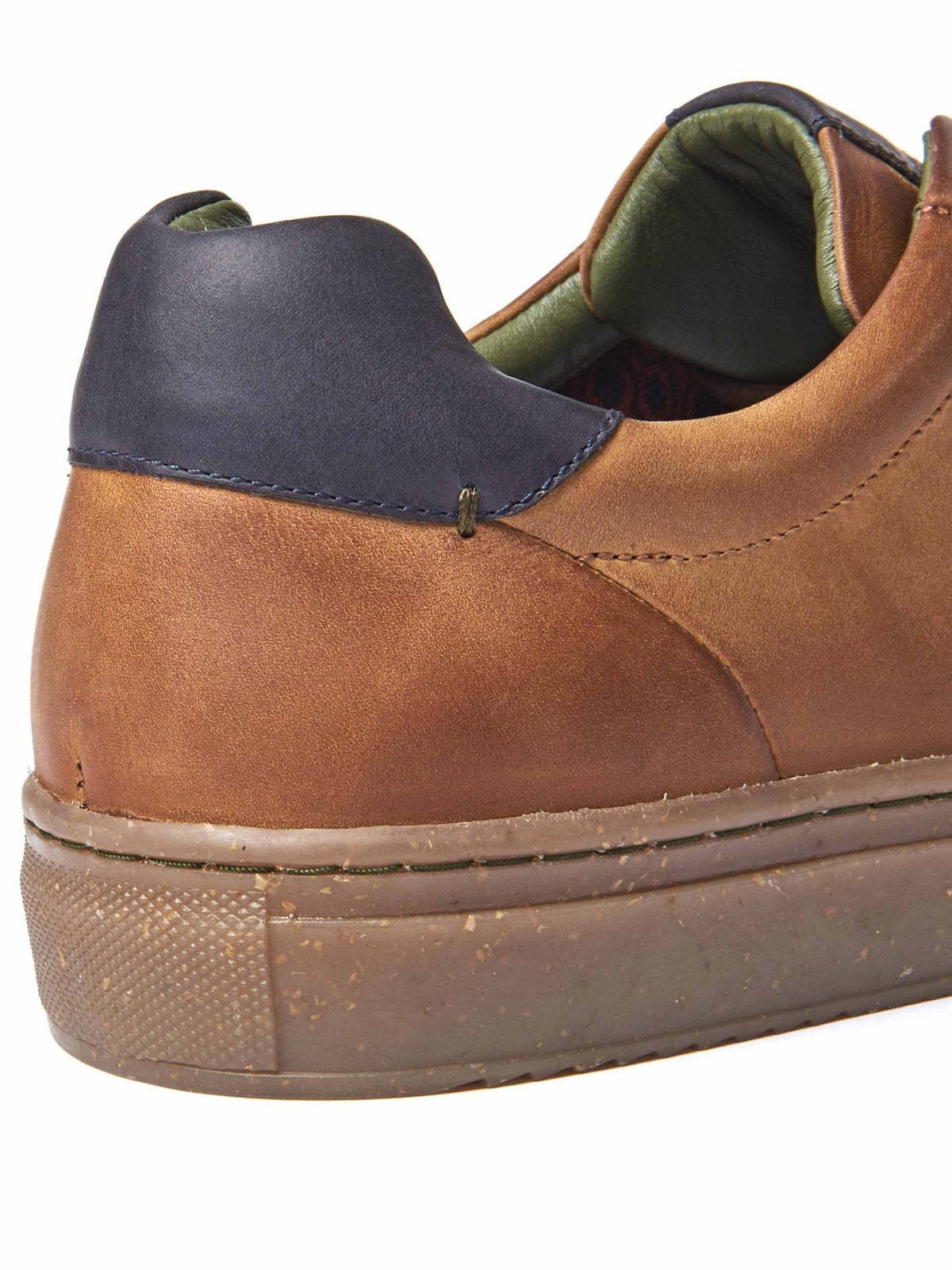 Brown men's round toe leather trainers - LOAM TAN LEATHER