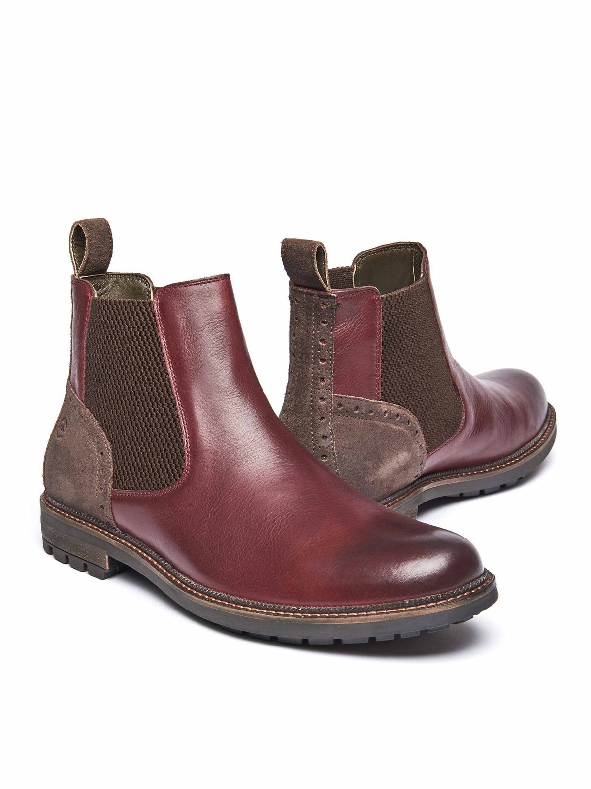 Red men's leather & suede Chelsea boots - PARRY ZINFANDEL RED