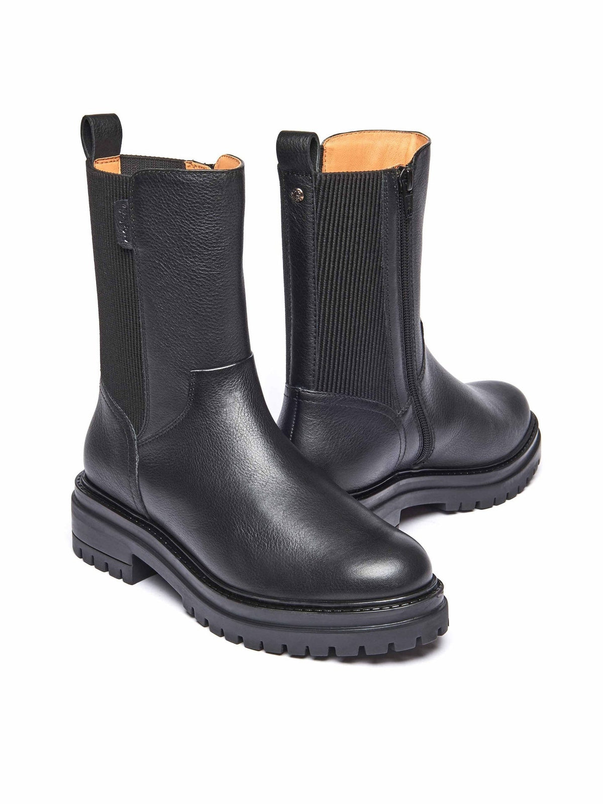 Black chunky leather Chelsea boots - RUSSULA BLACK